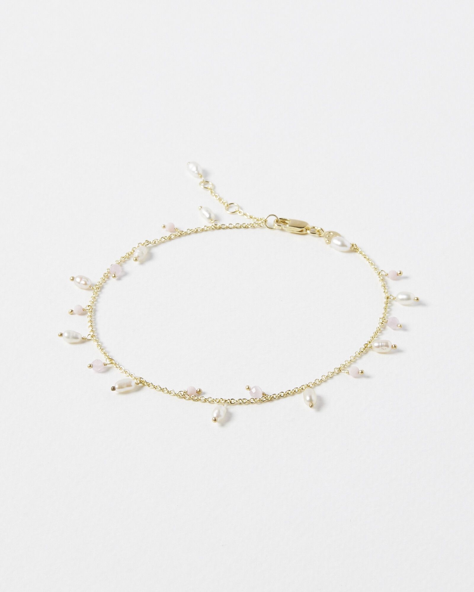 Mae Stone, Bead & Pearl Stationed Chain Anklet | Oliver Bonas