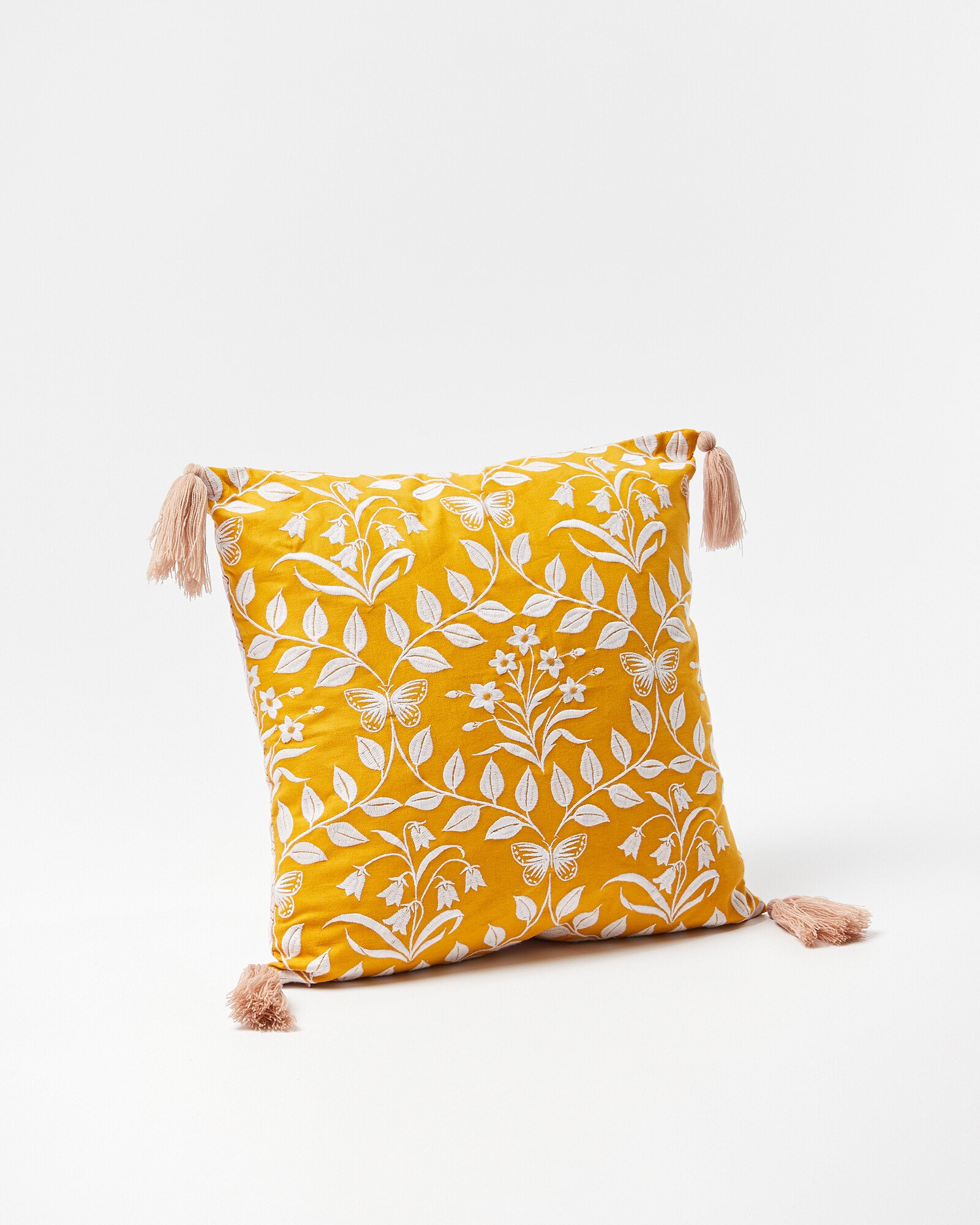 Embroidered Flowers Reversible Cushion Cover Oliver Bonas