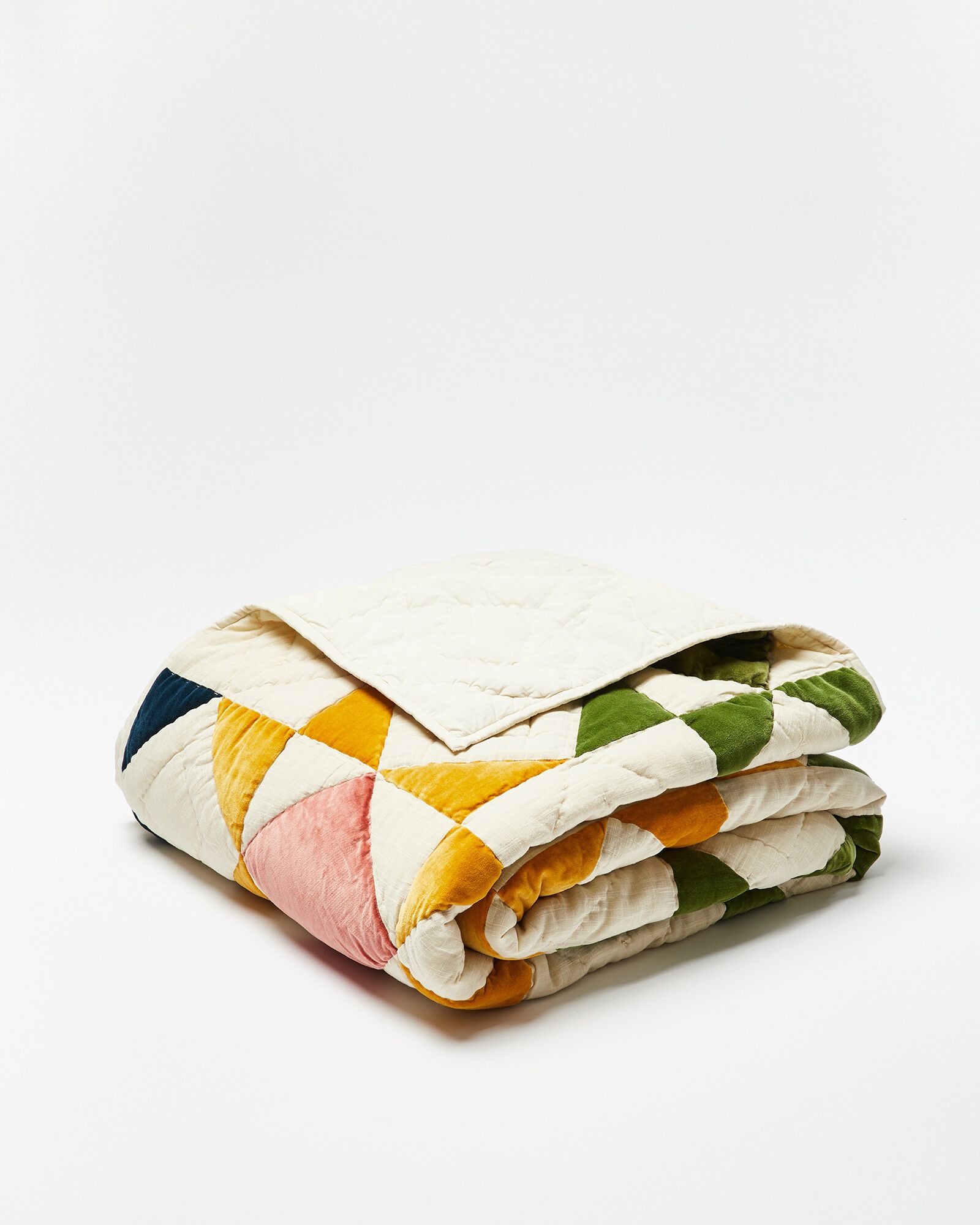 Patchwork Multicolour Velvet Bedspread | Oliver Bonas