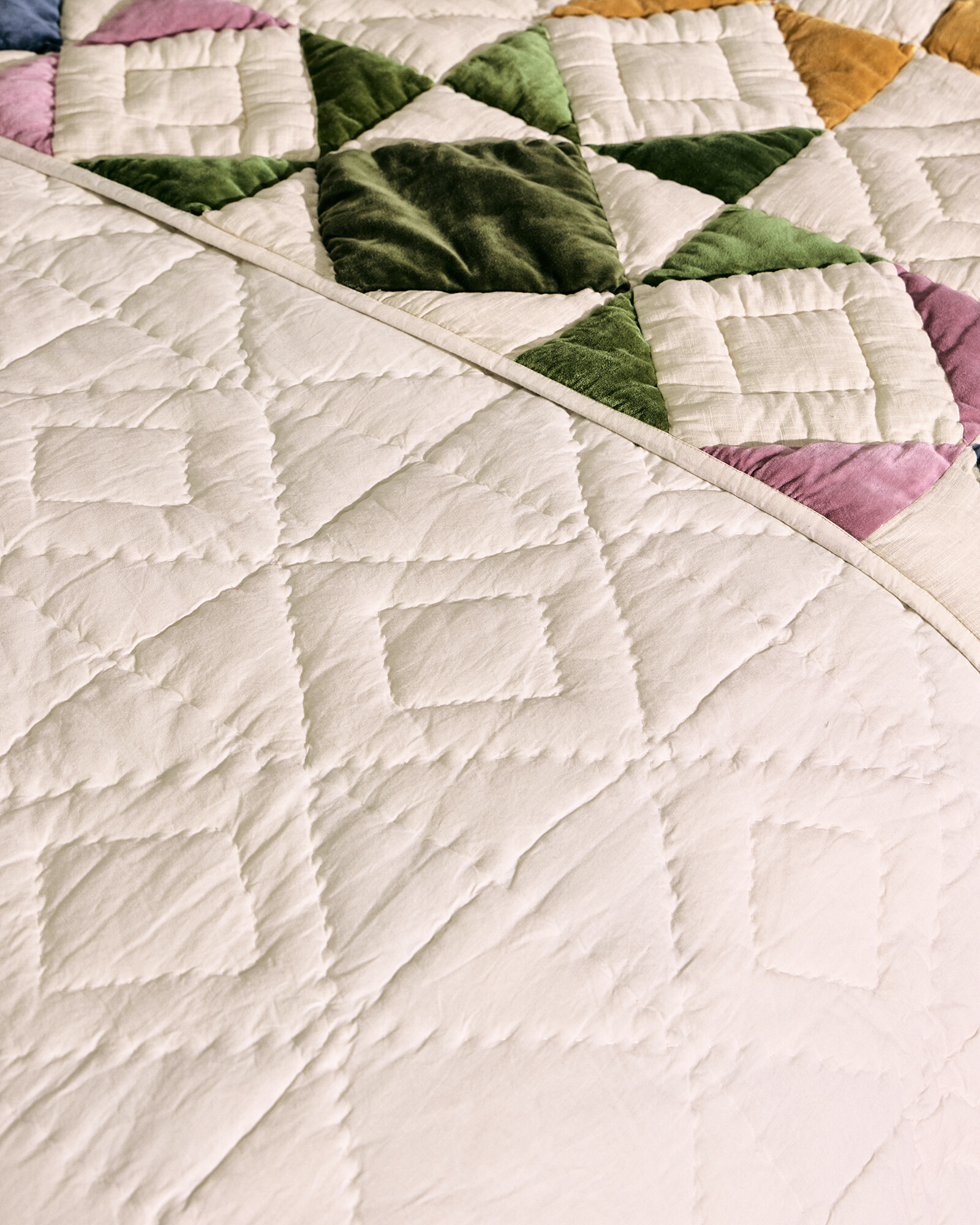 Patchwork Multicolour Velvet Bedspread Oliver Bonas IE