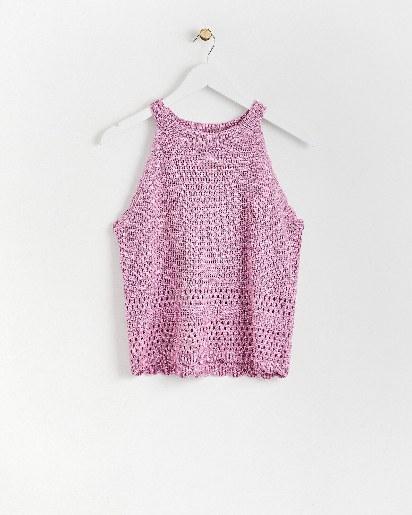 Metallic Pink Chunky Knitted Vest Top | Oliver Bonas