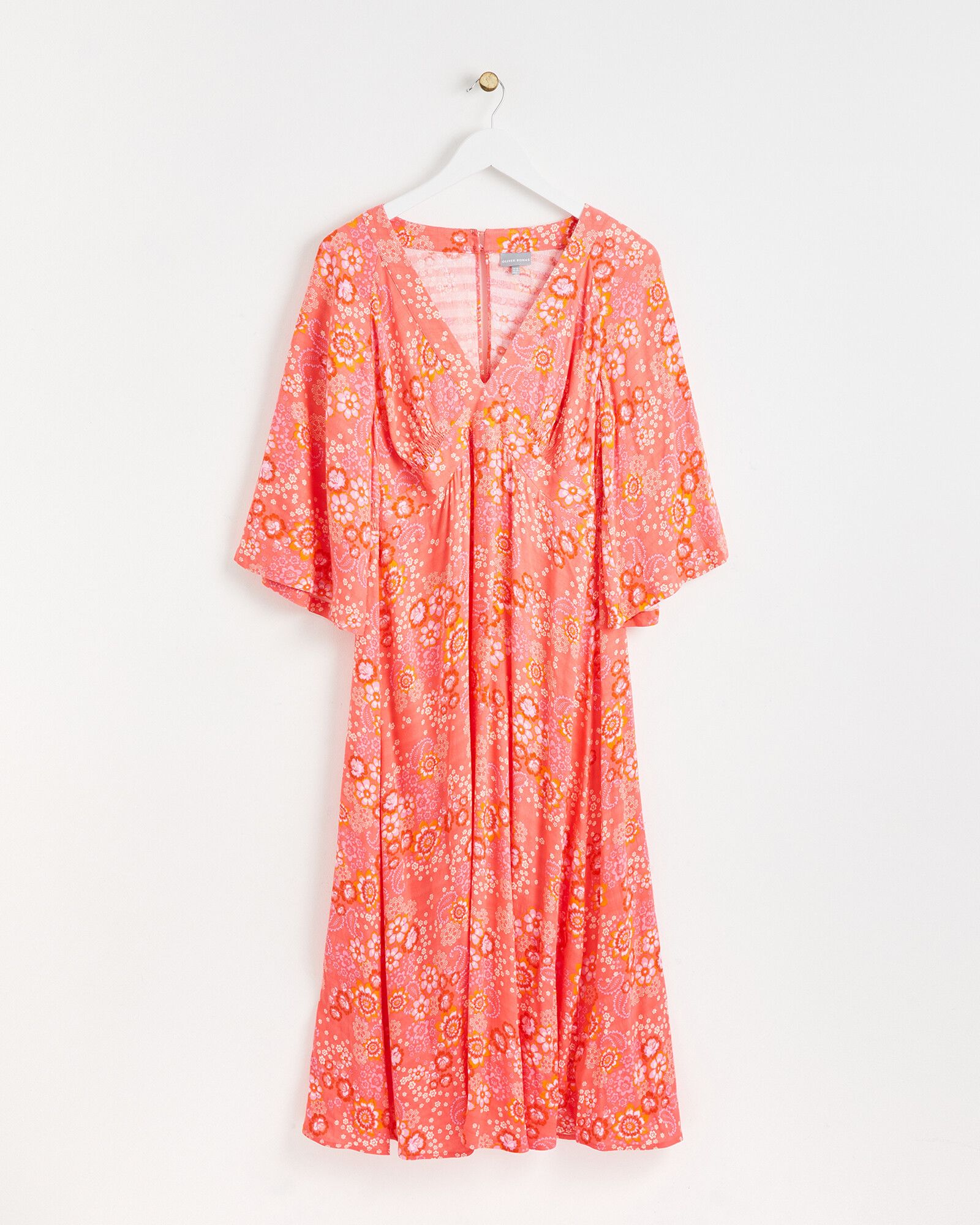 Petal & Paisley Print Pink Midi Dress | Oliver Bonas