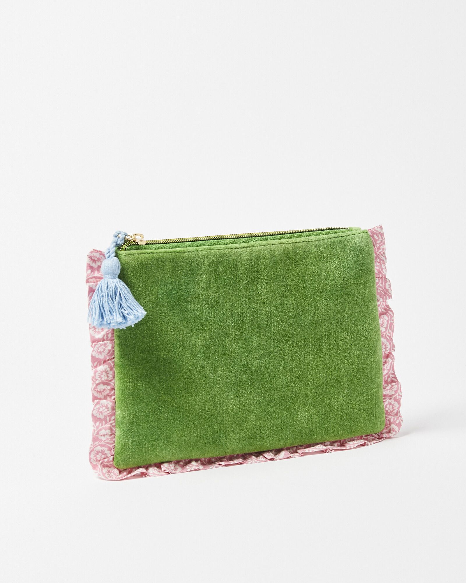 Lila Green Frill Travel Pouch | Oliver Bonas