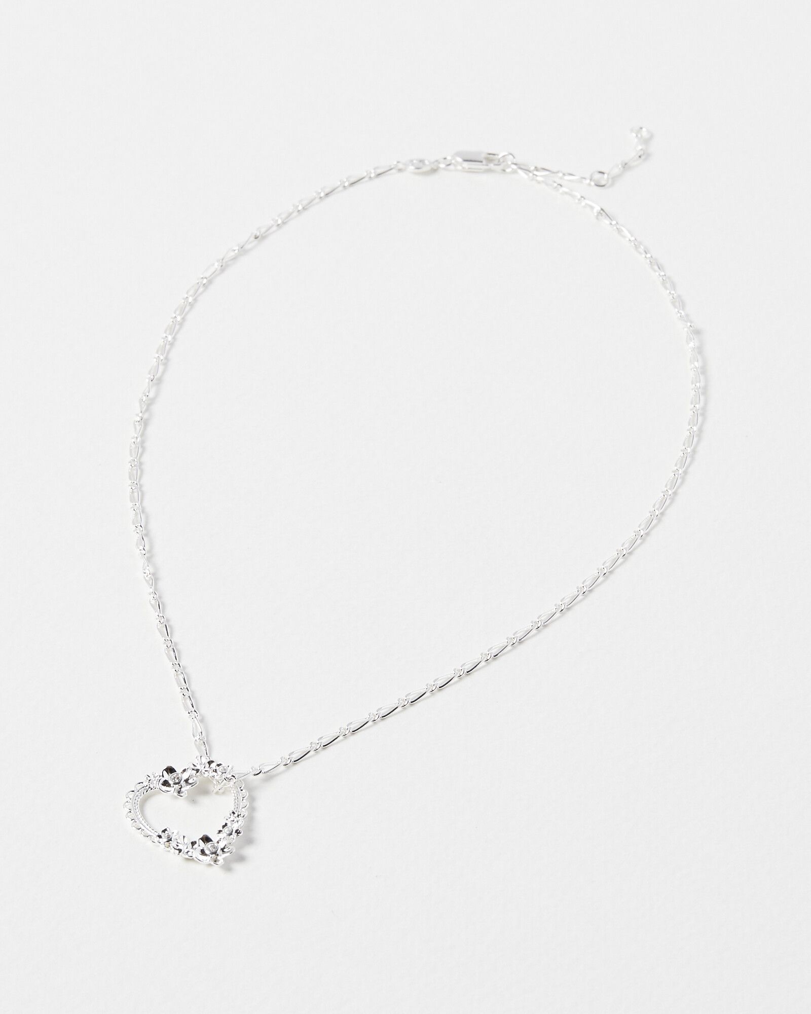 Ariana Lace Heart Silver Plated Pendant Necklace | Oliver Bonas