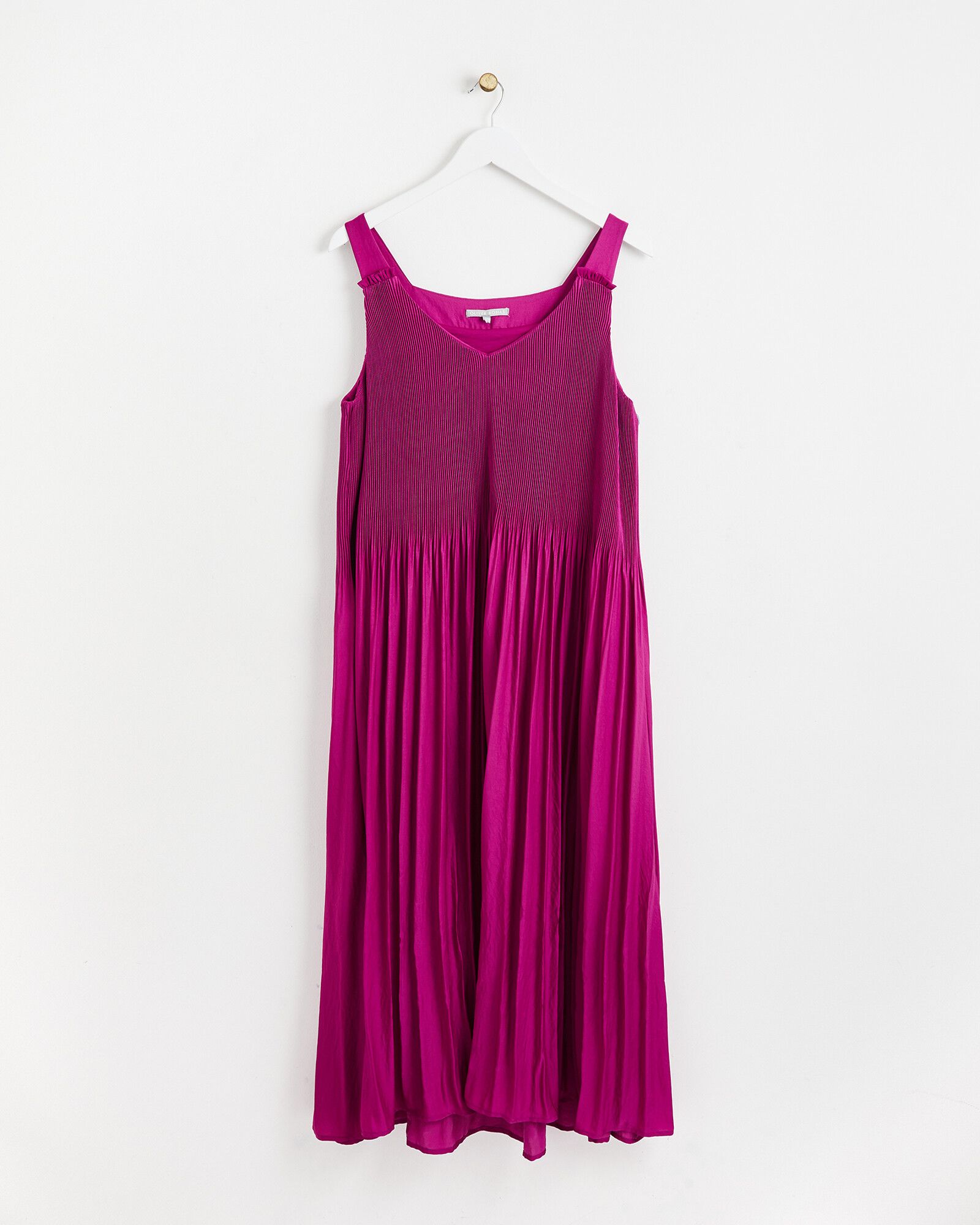 Purple Plisse Swing Midi Dress | Oliver Bonas