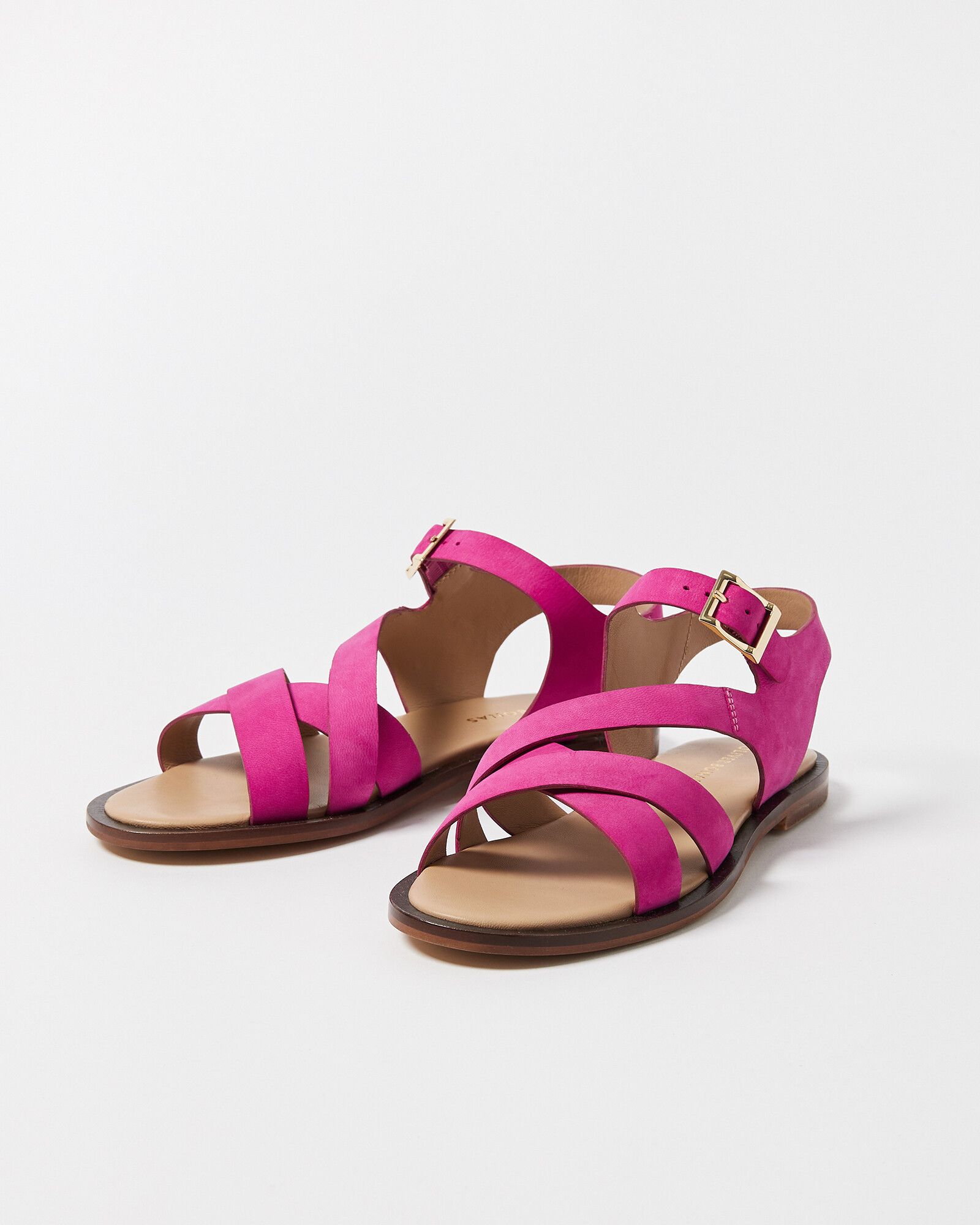 Crossover Pink Leather Sandals | Oliver Bonas