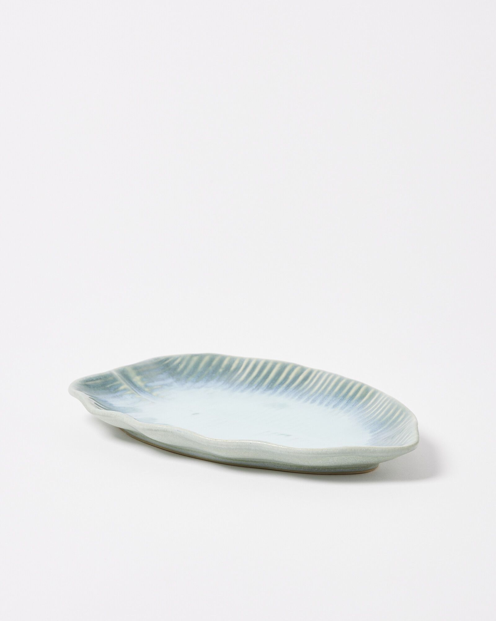 Leilani Blue Ceramic Leaf Platter | Oliver Bonas