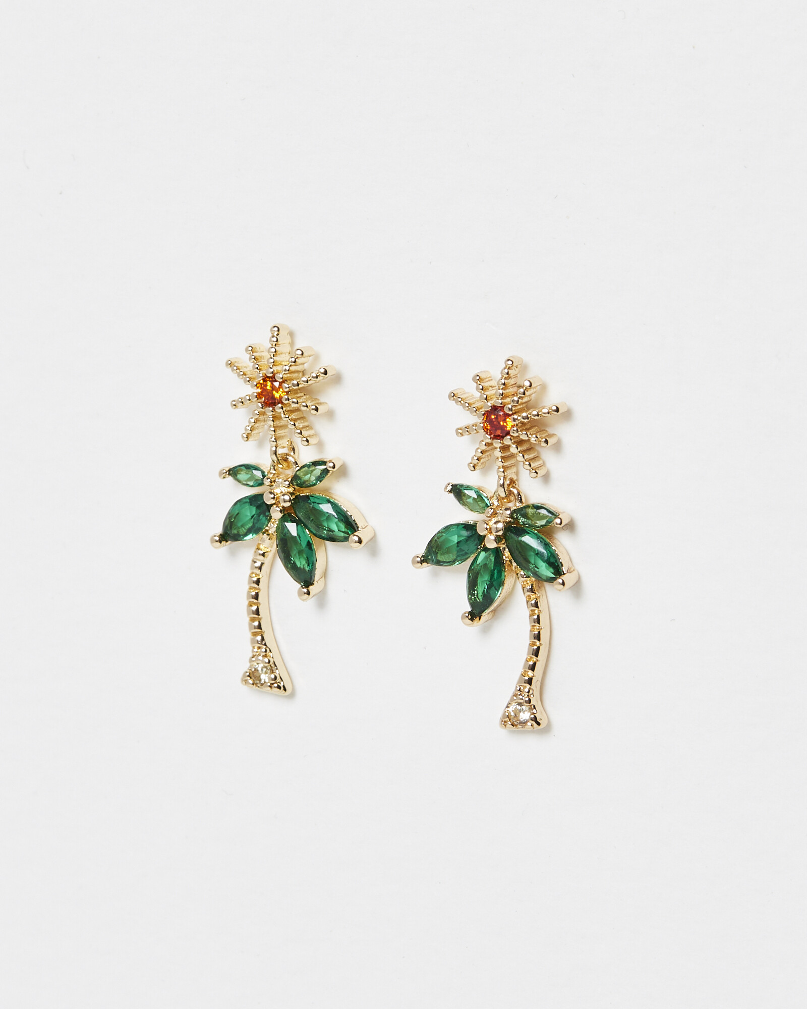 Alba Palm Tree & Sun Drop Earrings Oliver Bonas