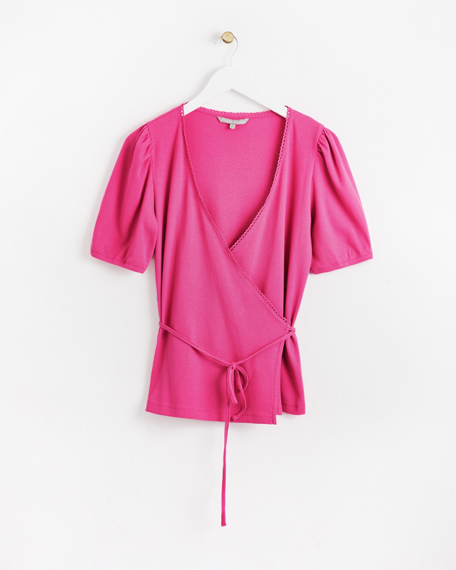 Pink Wrap Cotton Jersey Top | Oliver Bonas