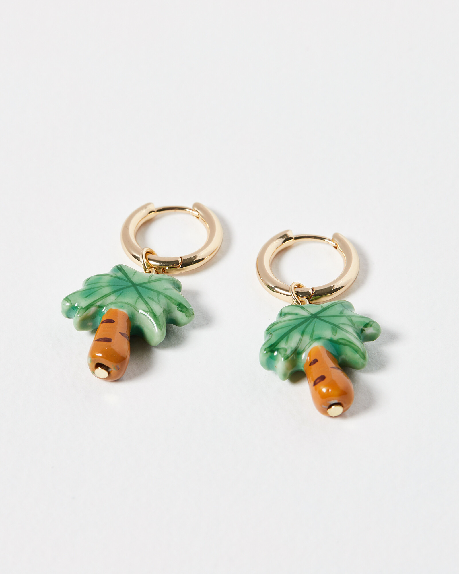 Beach Party Ceramic Palm Tree Hoop Drop Earrings Oliver Bonas