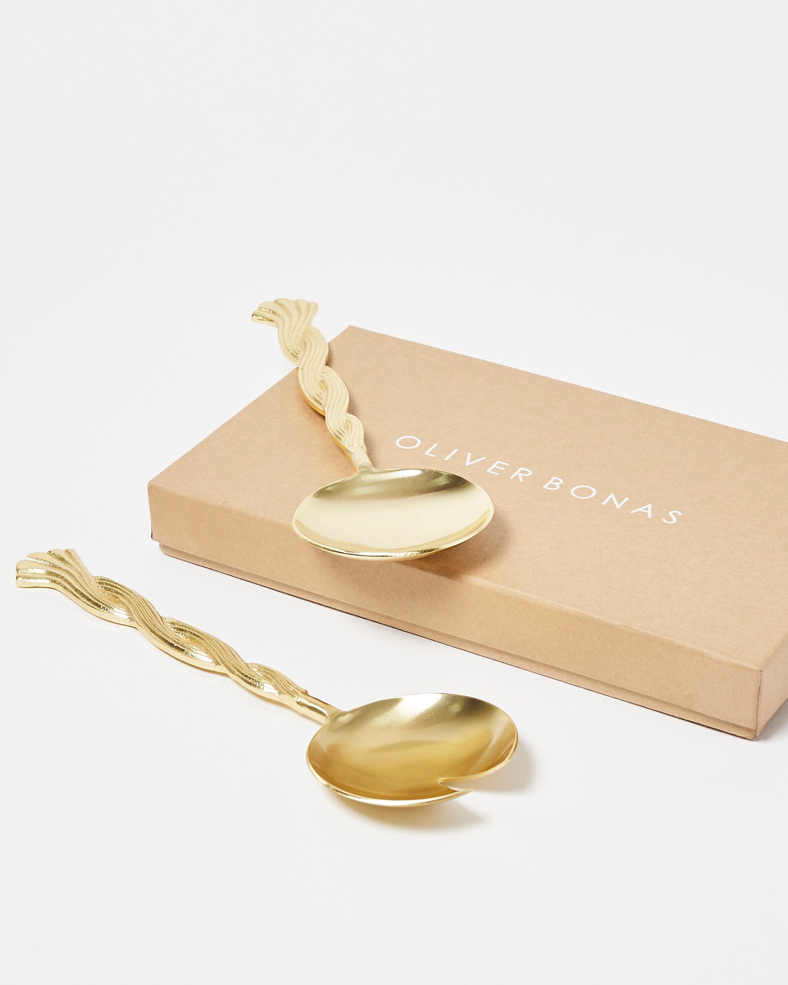 Golden Twist Metal Salad Servers Oliver Bonas