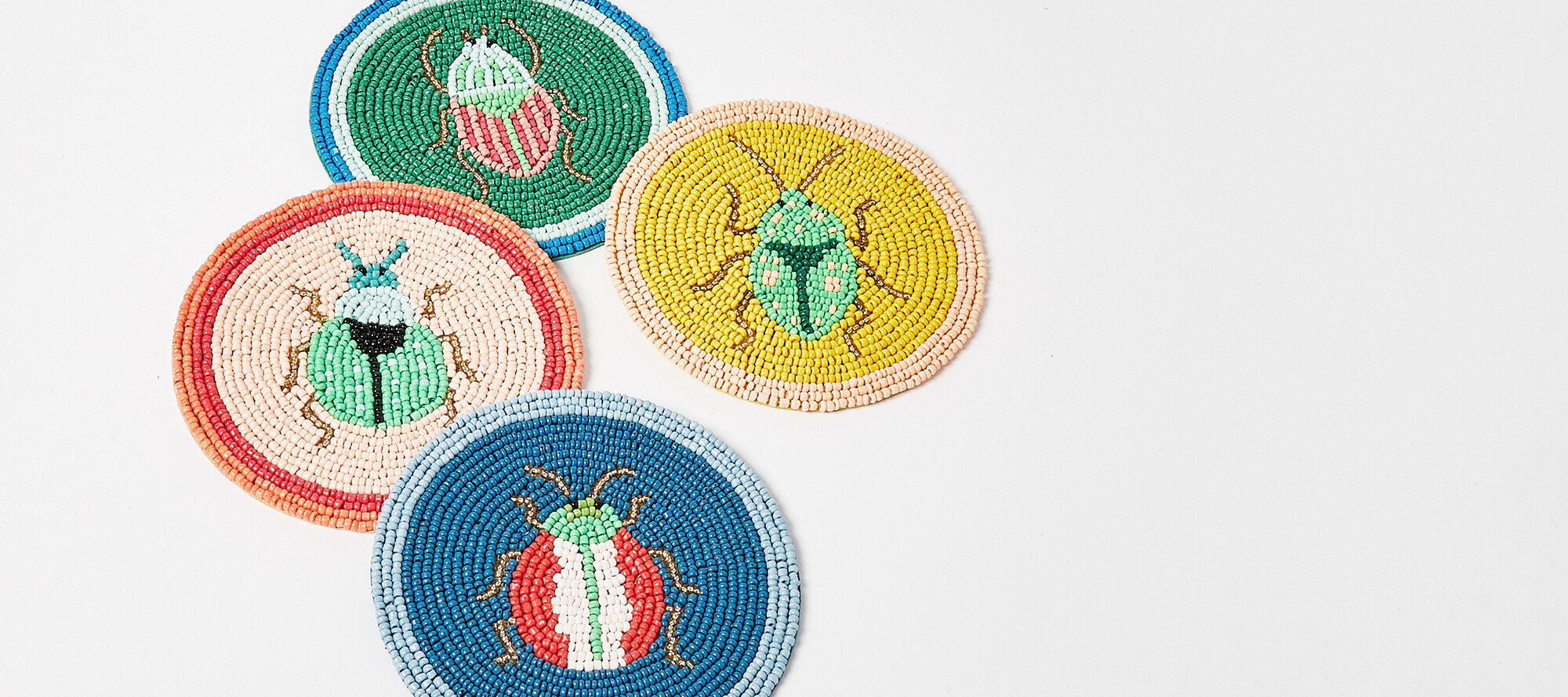 Beaded Beetle Coasters Set of Four