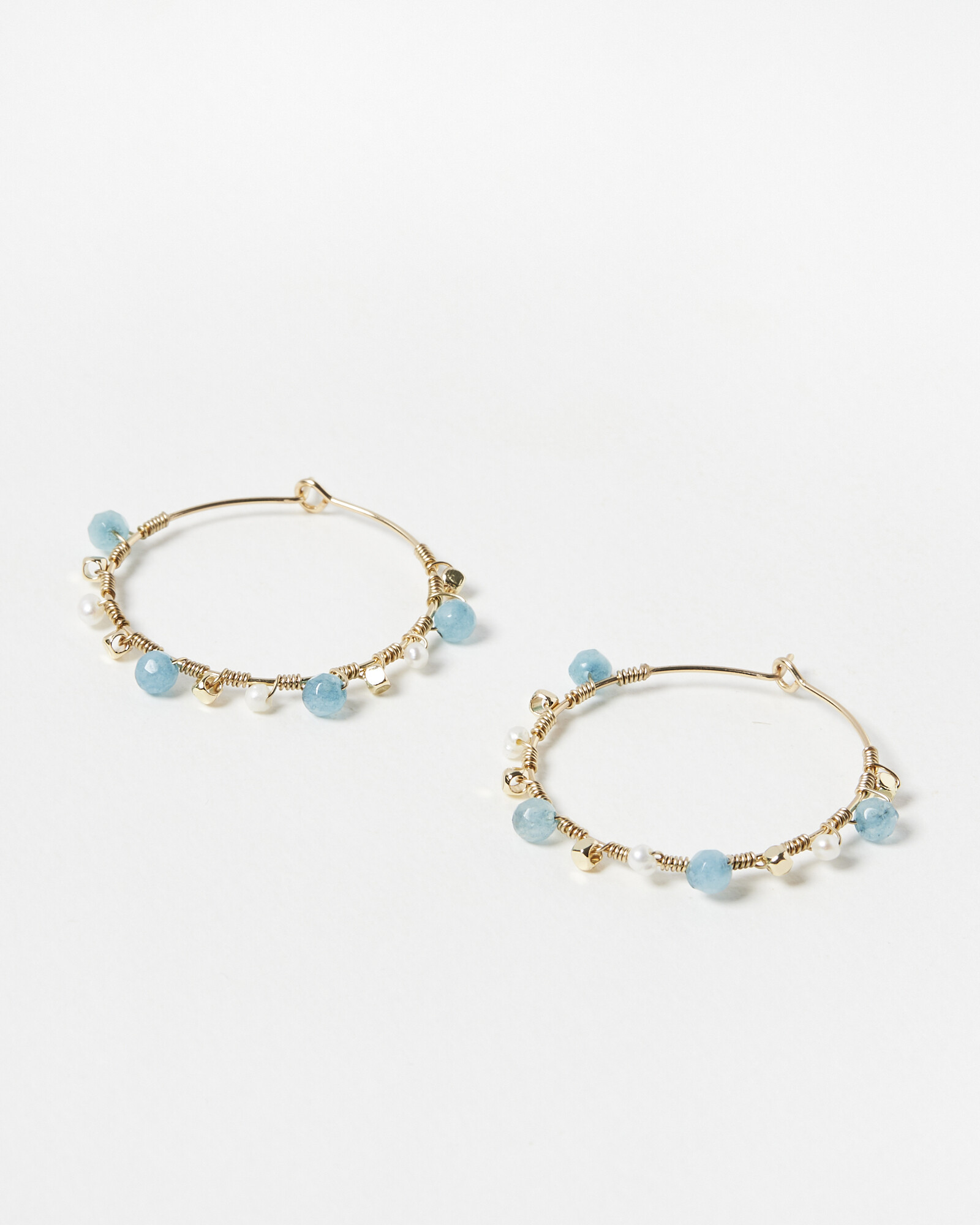 Arabella Crystal Stone & Freshwater Pearl Hoop Earrings Oliver Bonas