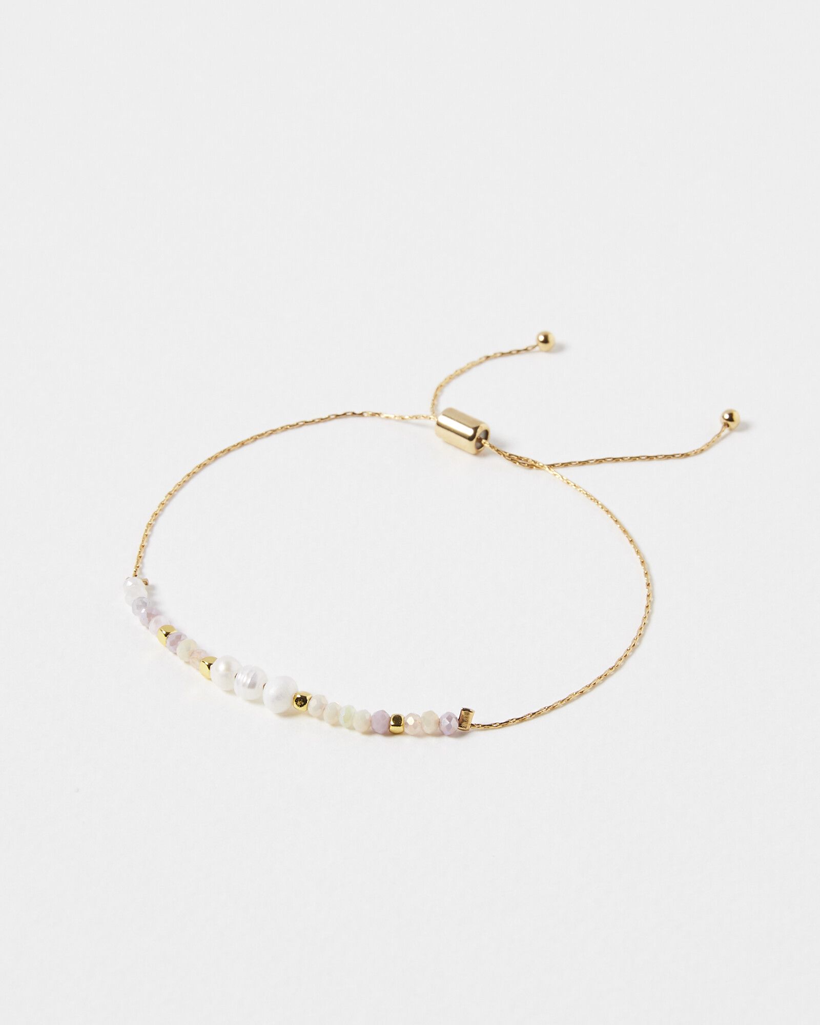 Dahlia Bead & Pearl Fine Chain Bracelet | Oliver Bonas