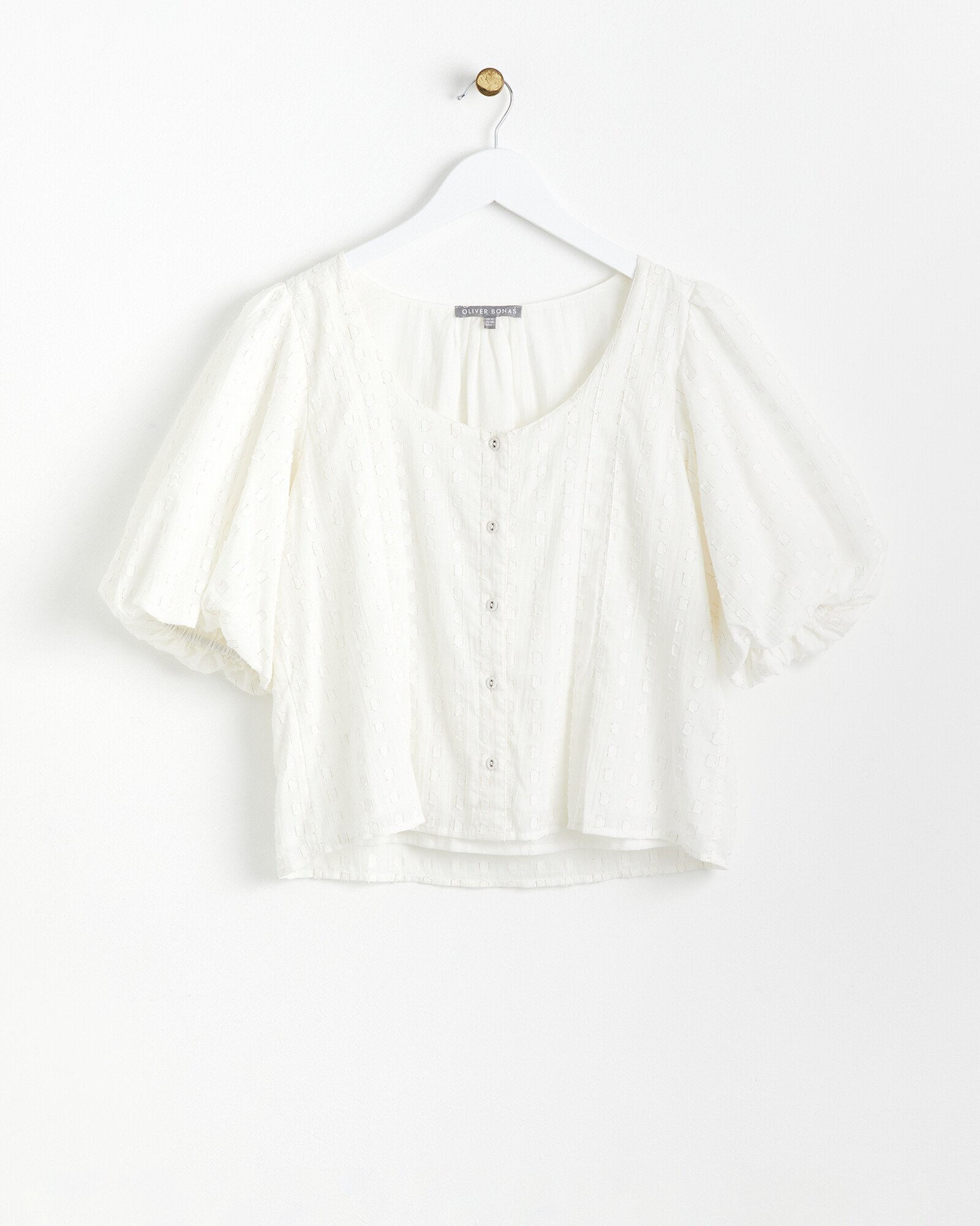 Spotty White Scoop Neck Blouse Oliver Bonas