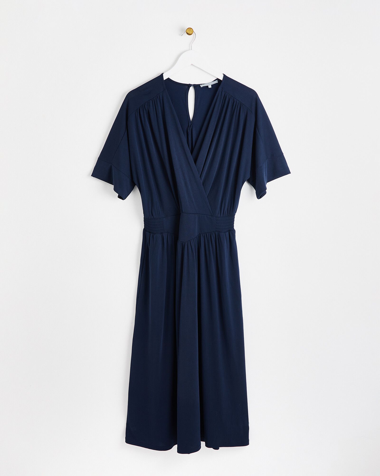 Navy Wrap Midi Dress | Oliver Bonas