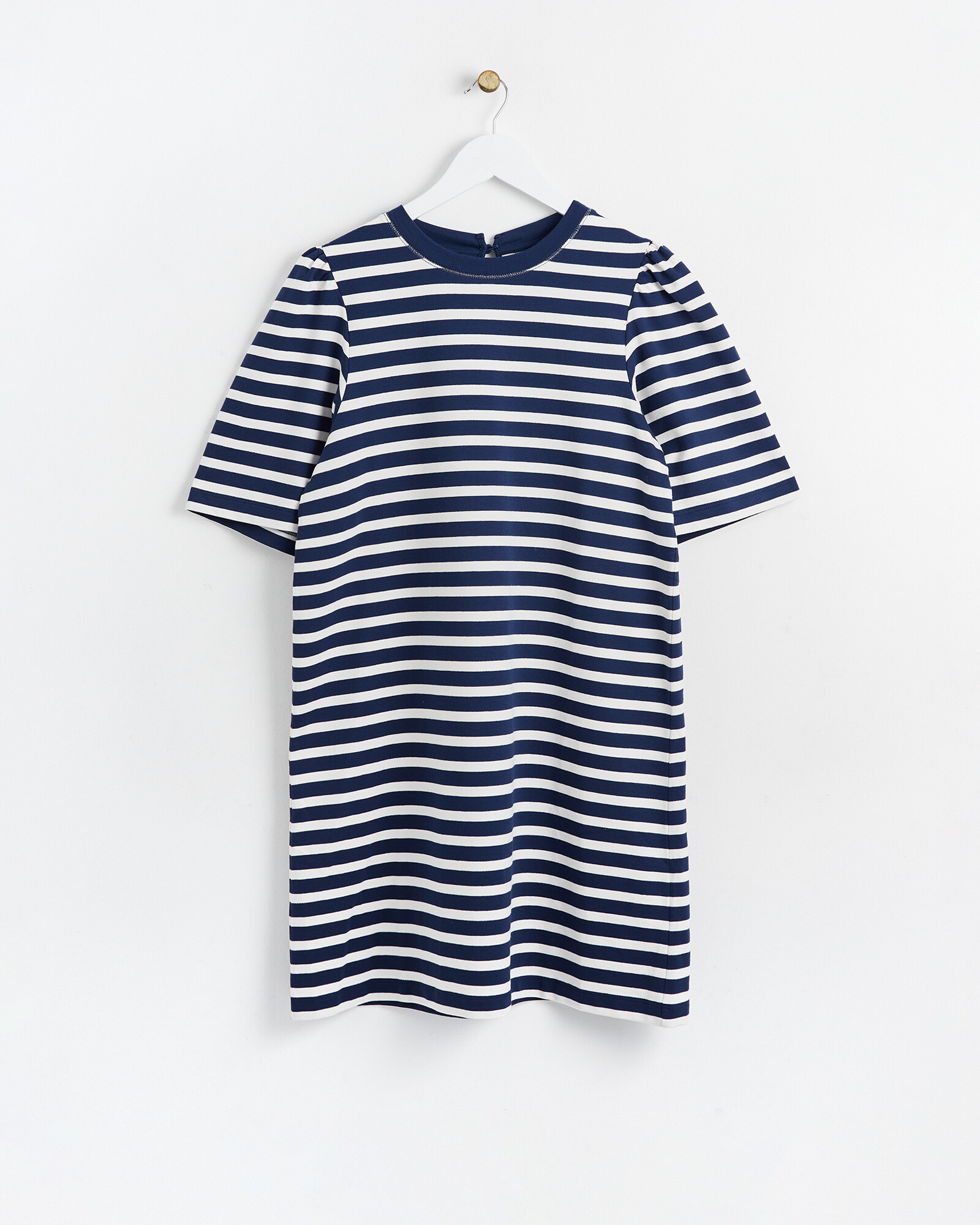 Stripe Blue Cotton Mini Dress | Oliver Bonas