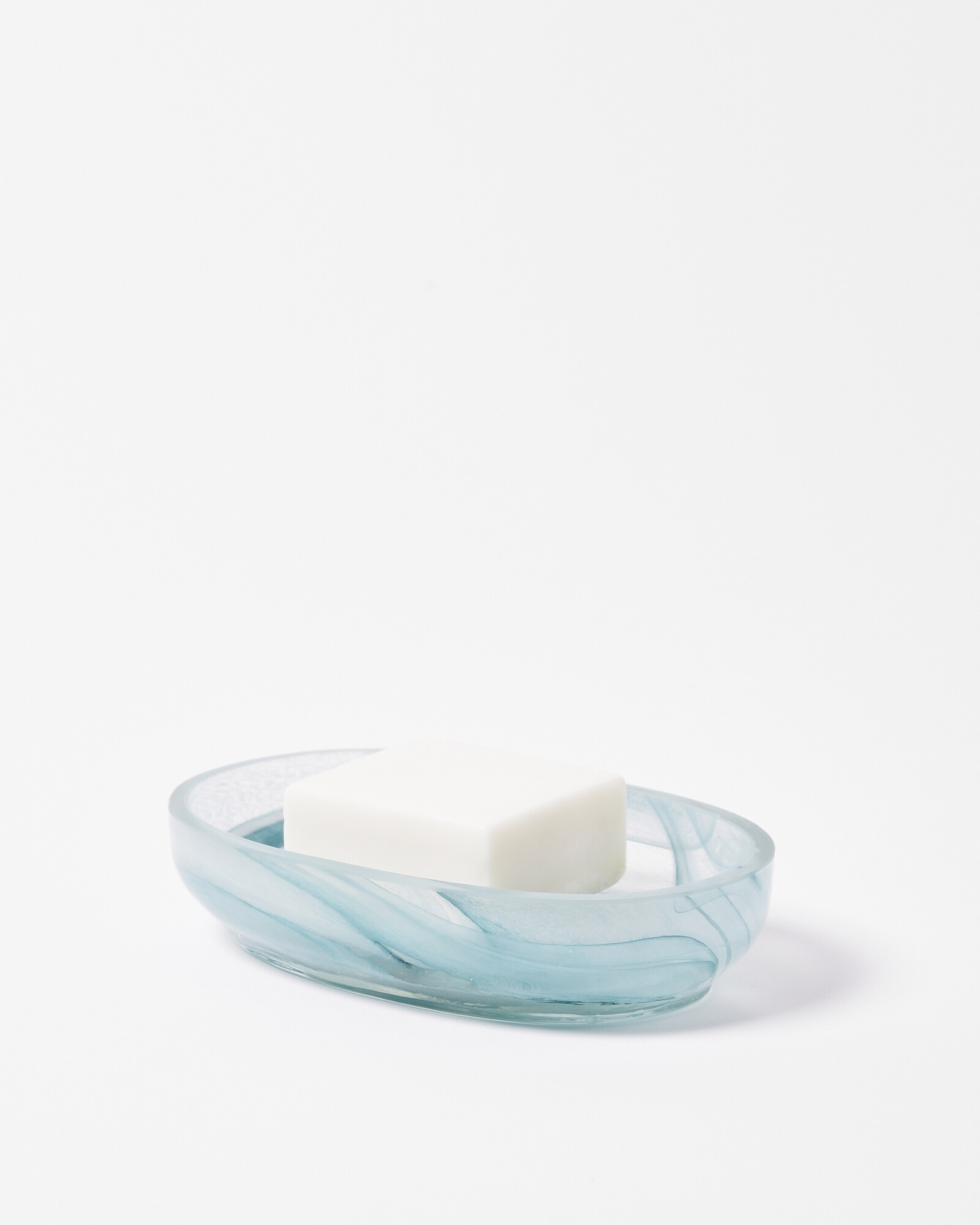 Swirl Blue & Pink Glass Soap Dish Oliver Bonas