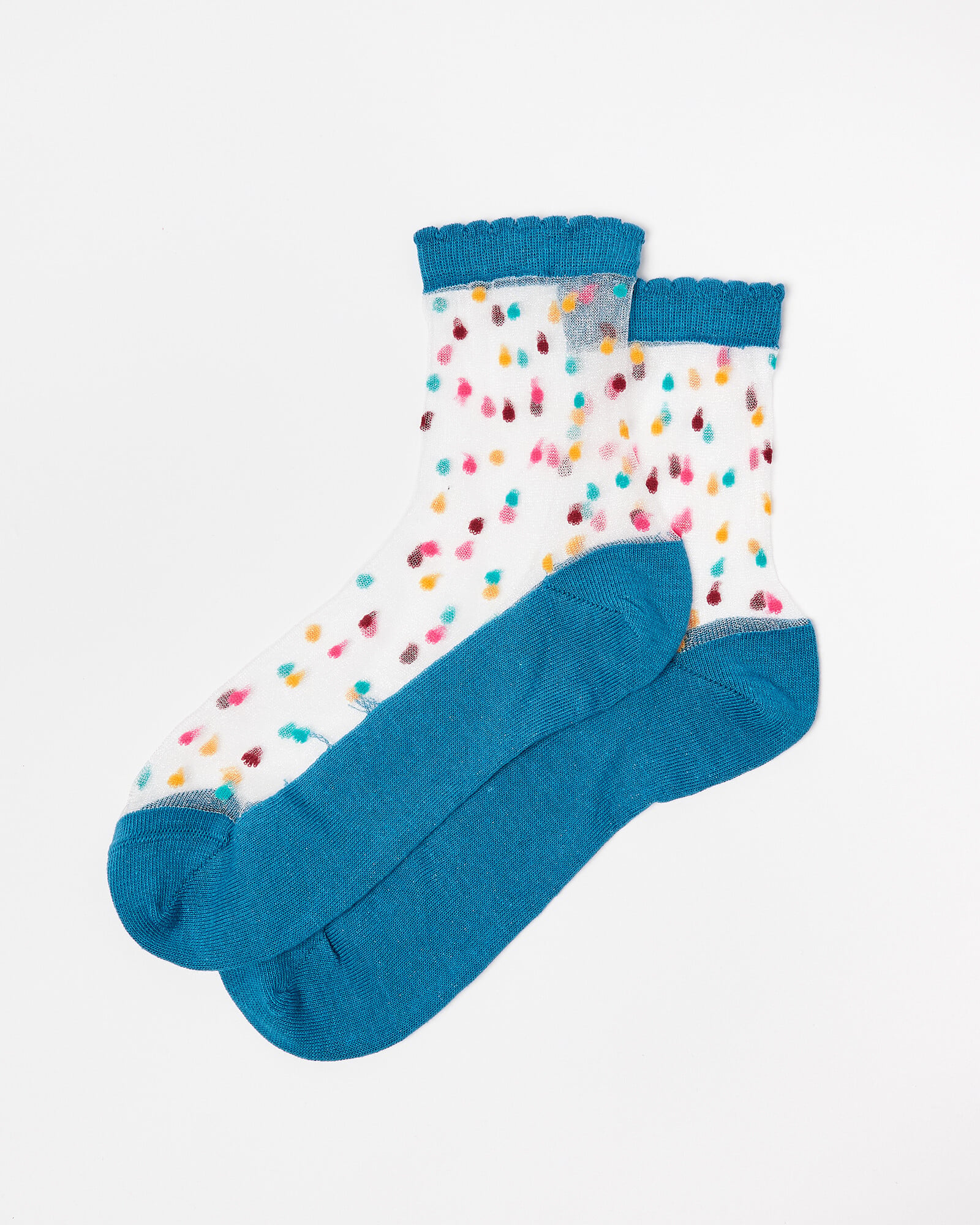 Checked Sheer Socks Blue