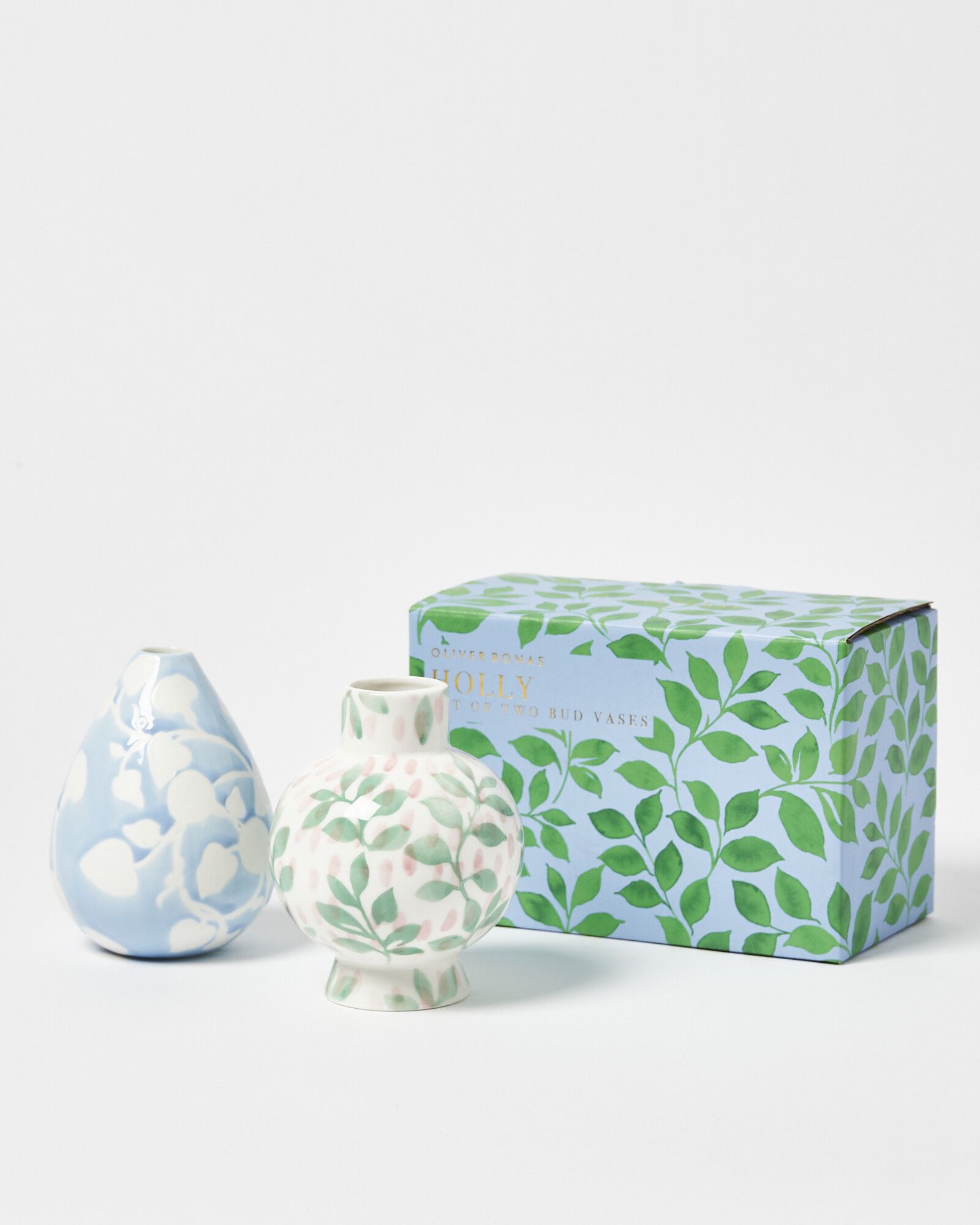 Holly Floral Ceramic Bud Vases Set of Two | Oliver Bonas