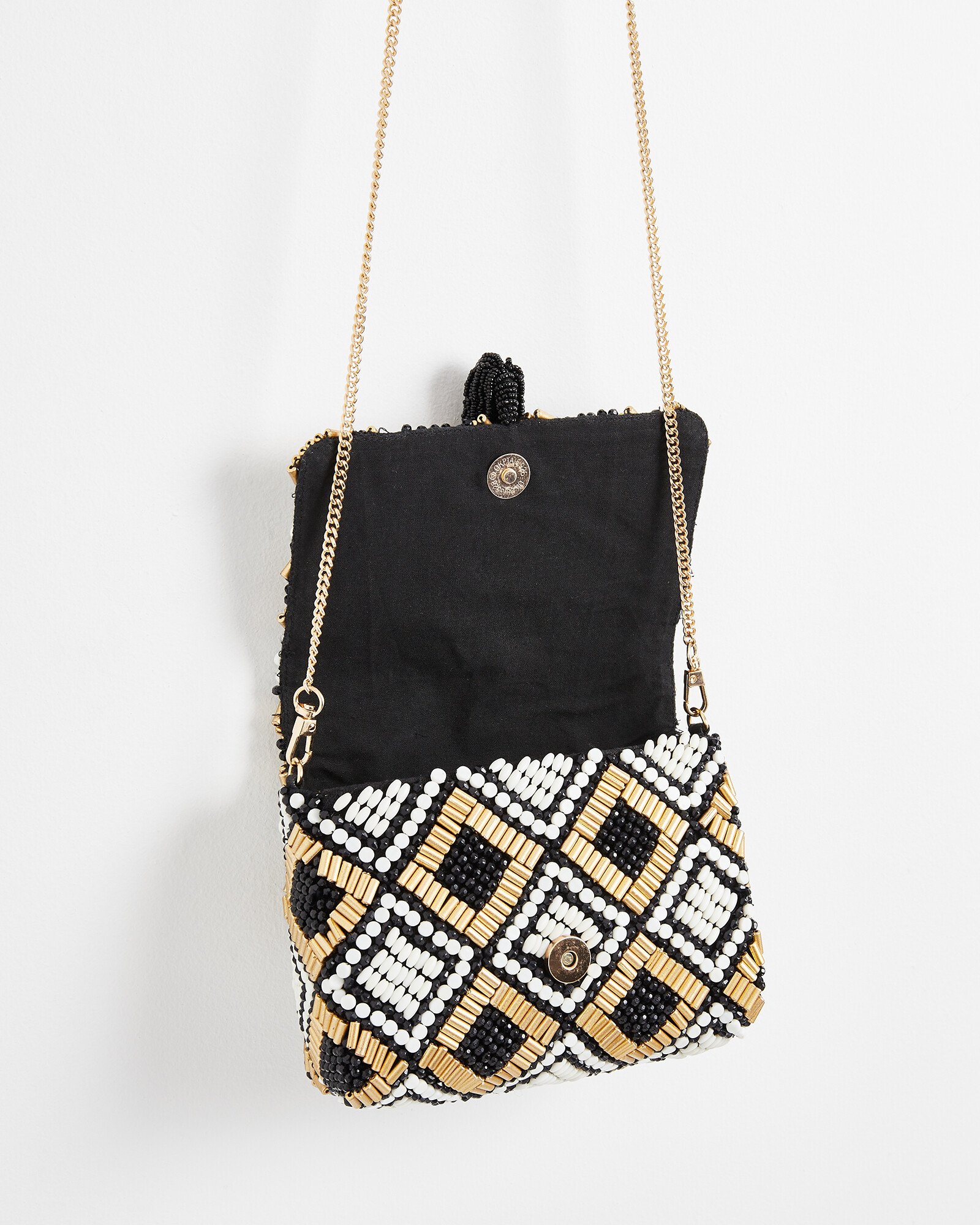 Sienna Black Gold Beaded Clutch Bag main image 0