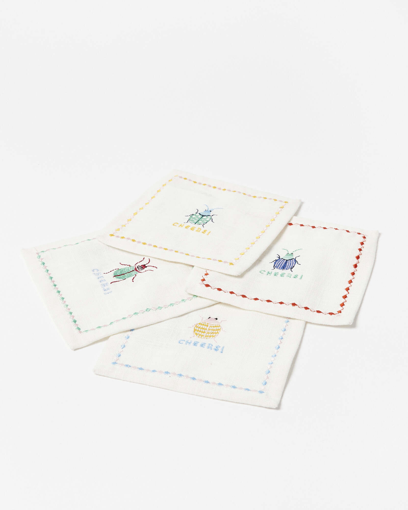 Bug Embroidered Cocktail Napkins Set Of Four Oliver Bonas
