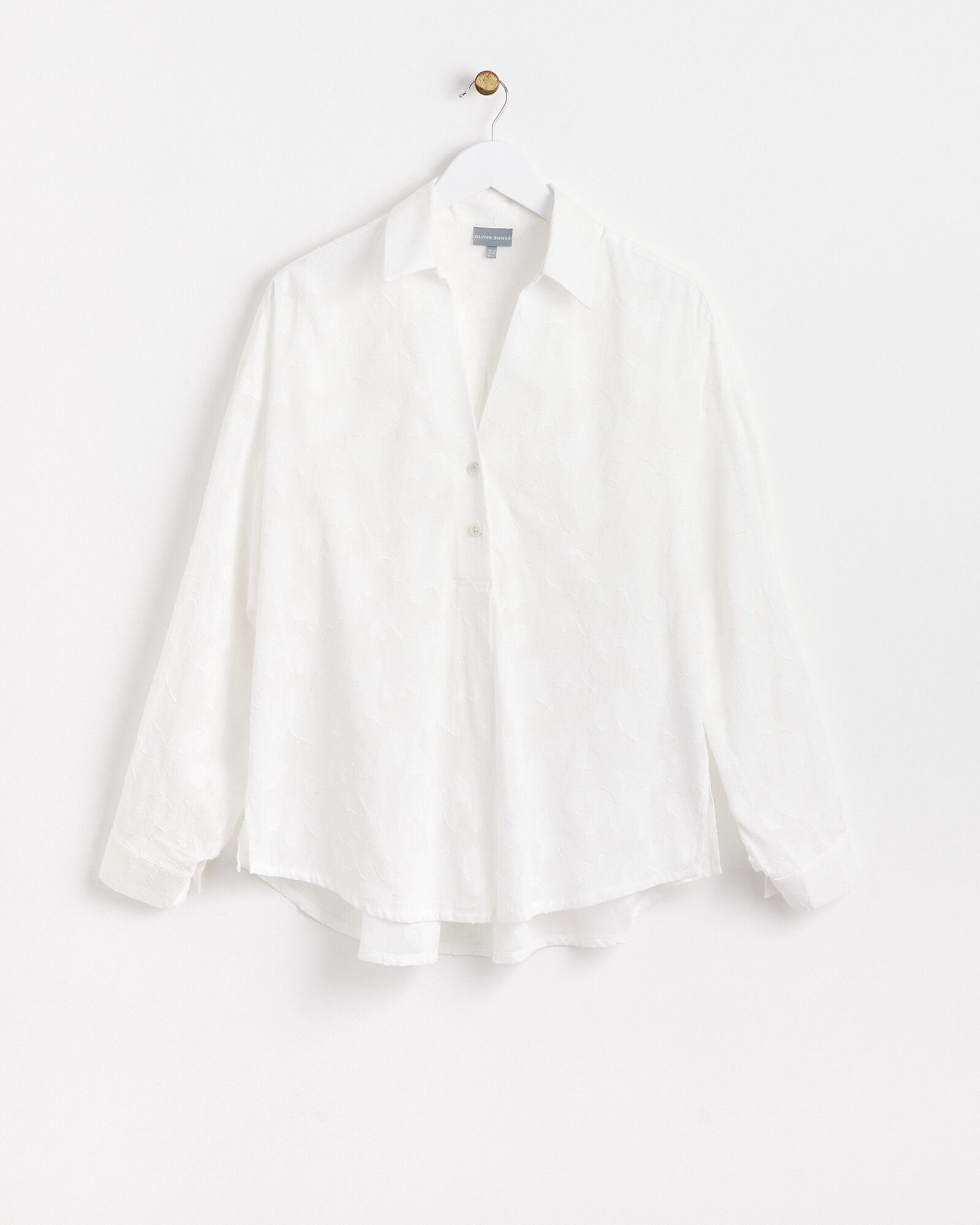 Textured Cotton Jacquard White Shirt | Oliver Bonas