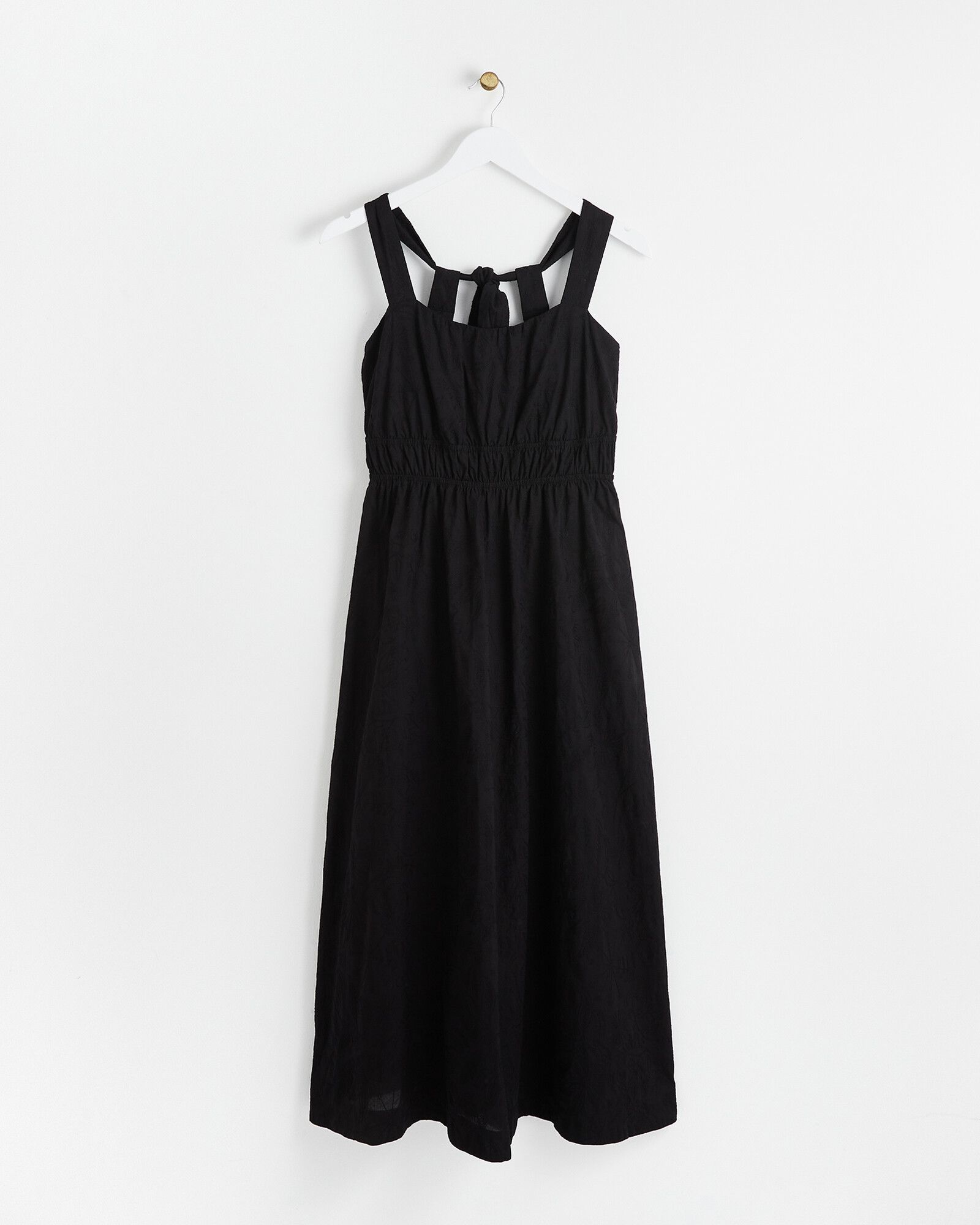 Embroidered Black Midi Dress | Oliver Bonas