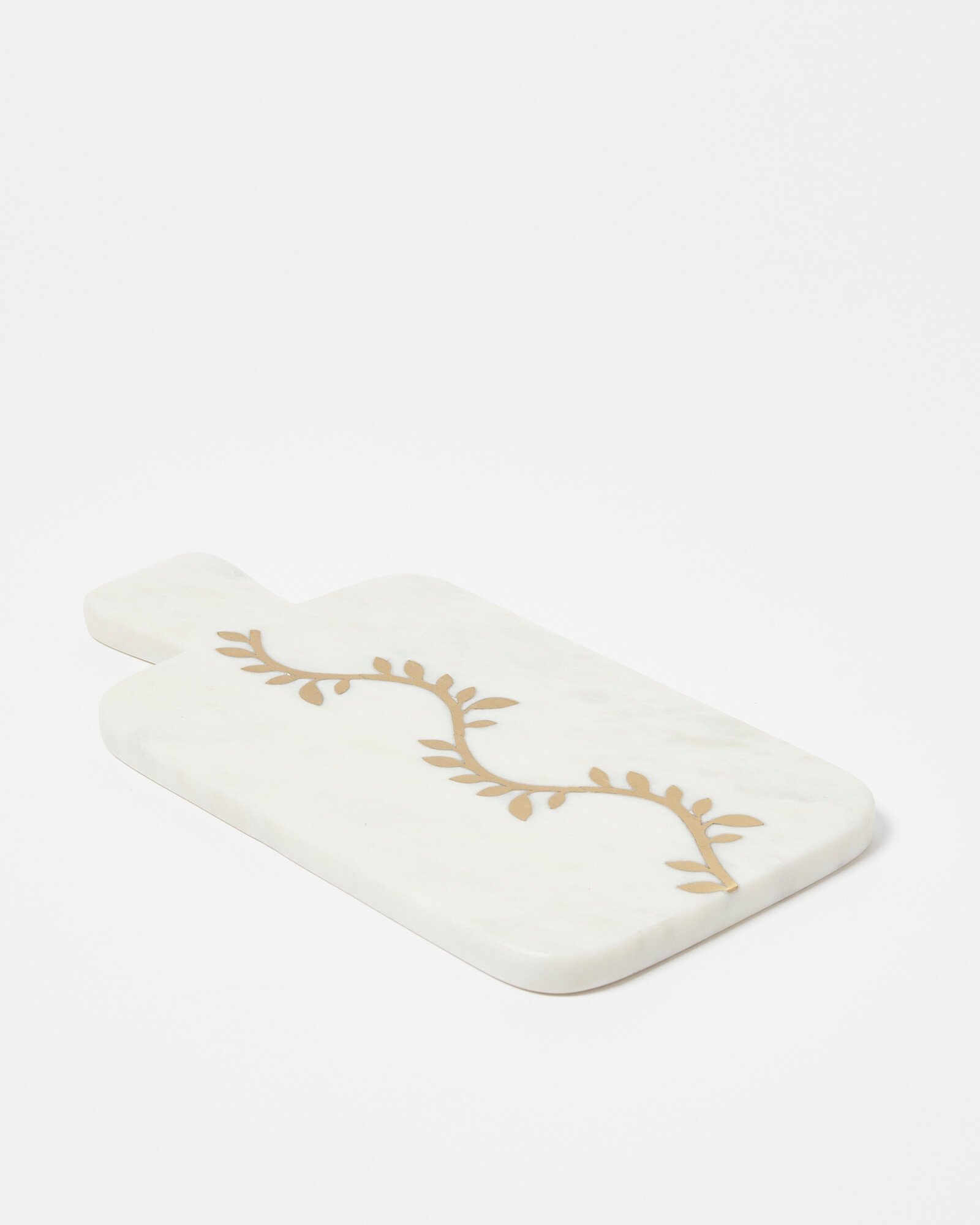 Leaves White & Gold Marble Cocktail Board Oliver Bonas