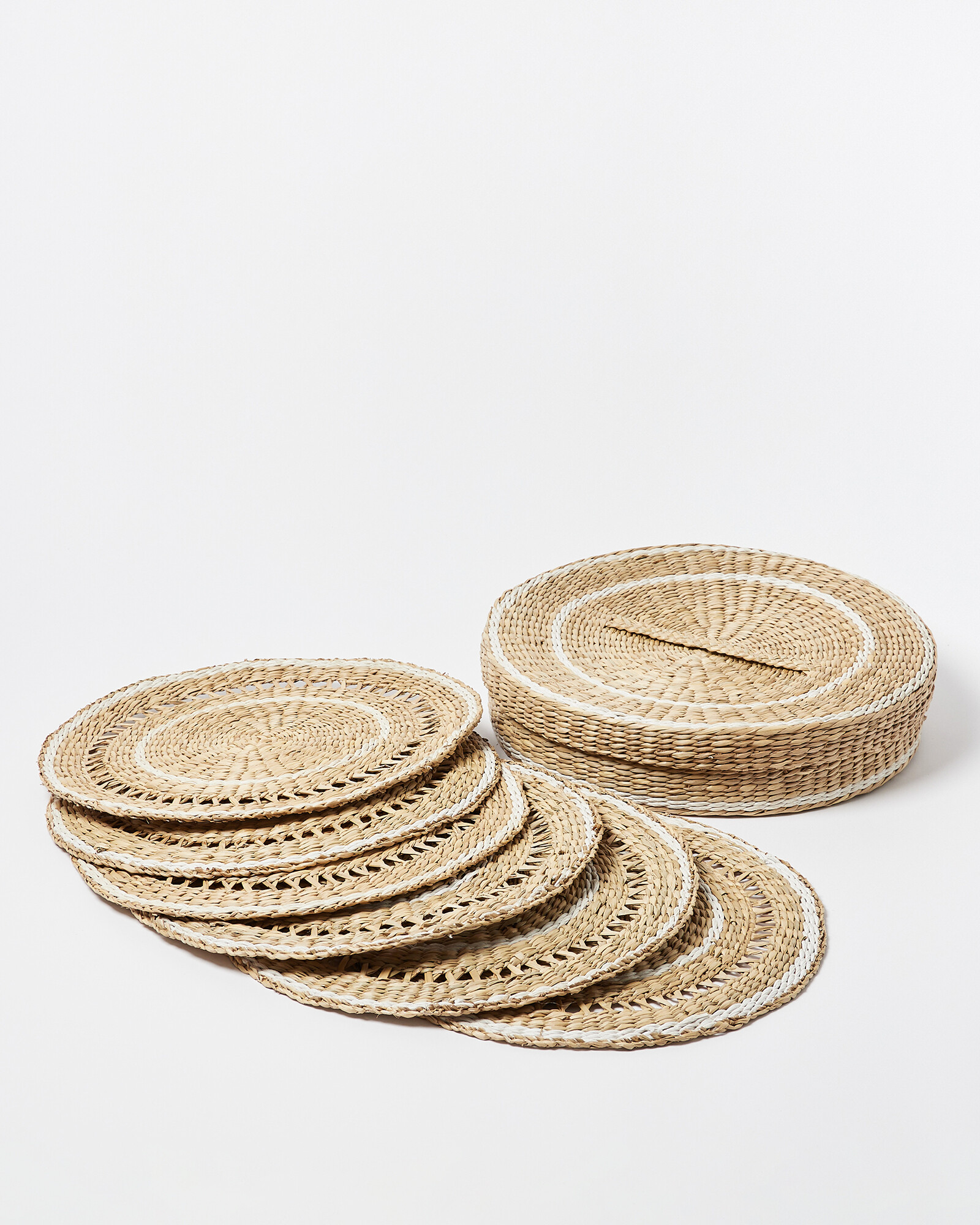 Natural Seagrass Placemats & Basket Set of Six Oliver Bonas
