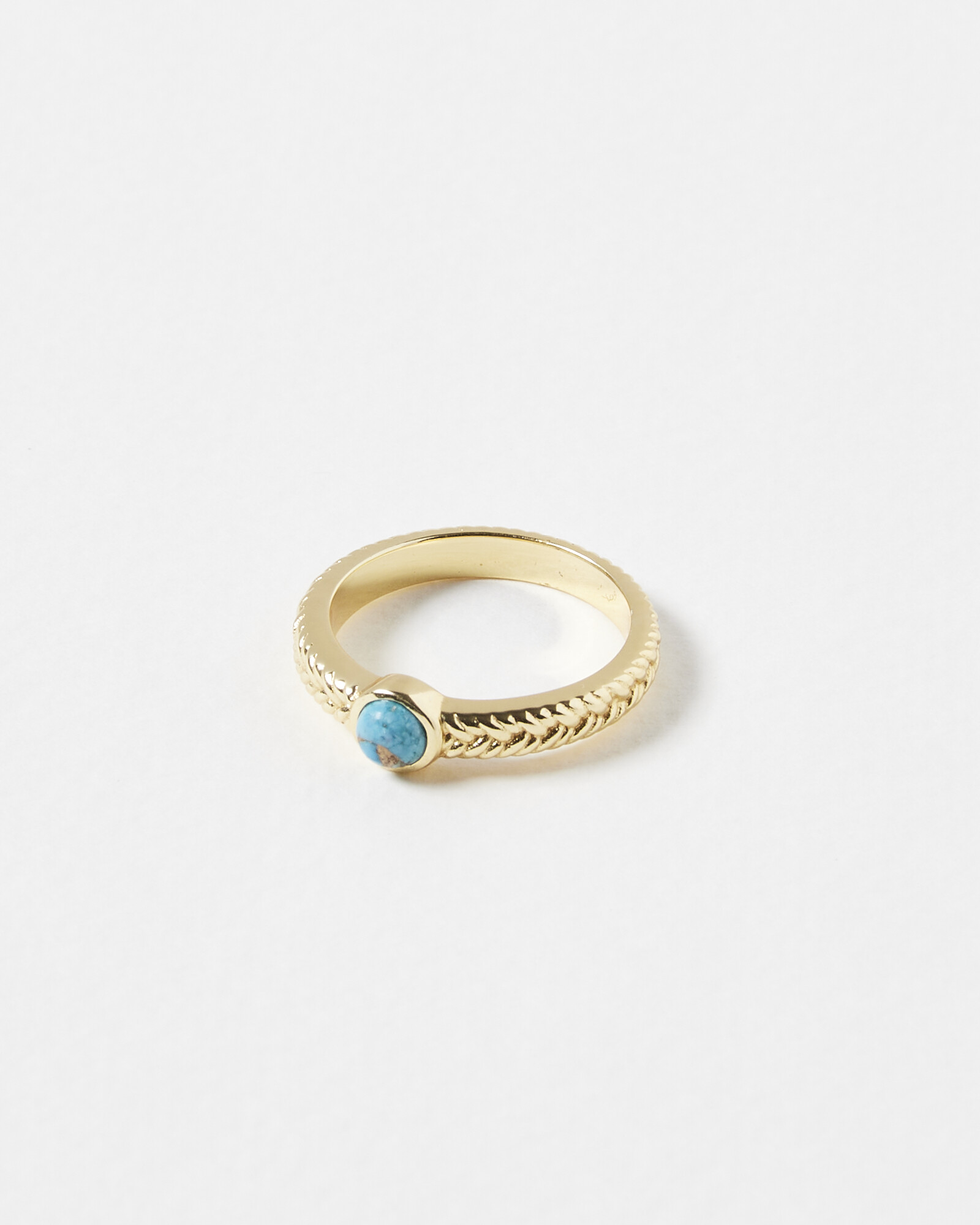 Delta Copper & Turquoise Stone Gold Plated Stacking Ring Oliver Bonas