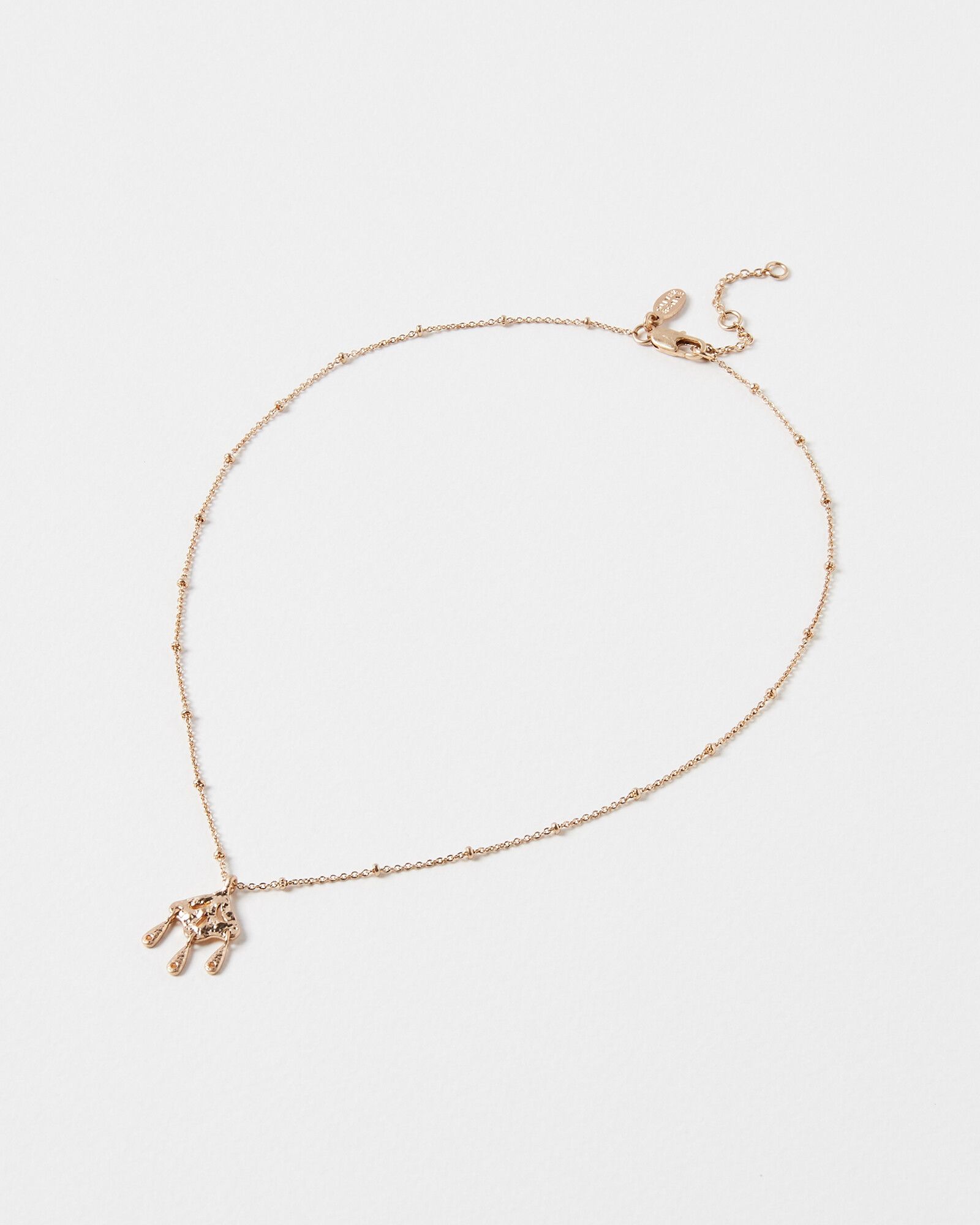 Sage Textured Drop Fine Chain Pendant Necklace | Oliver Bonas