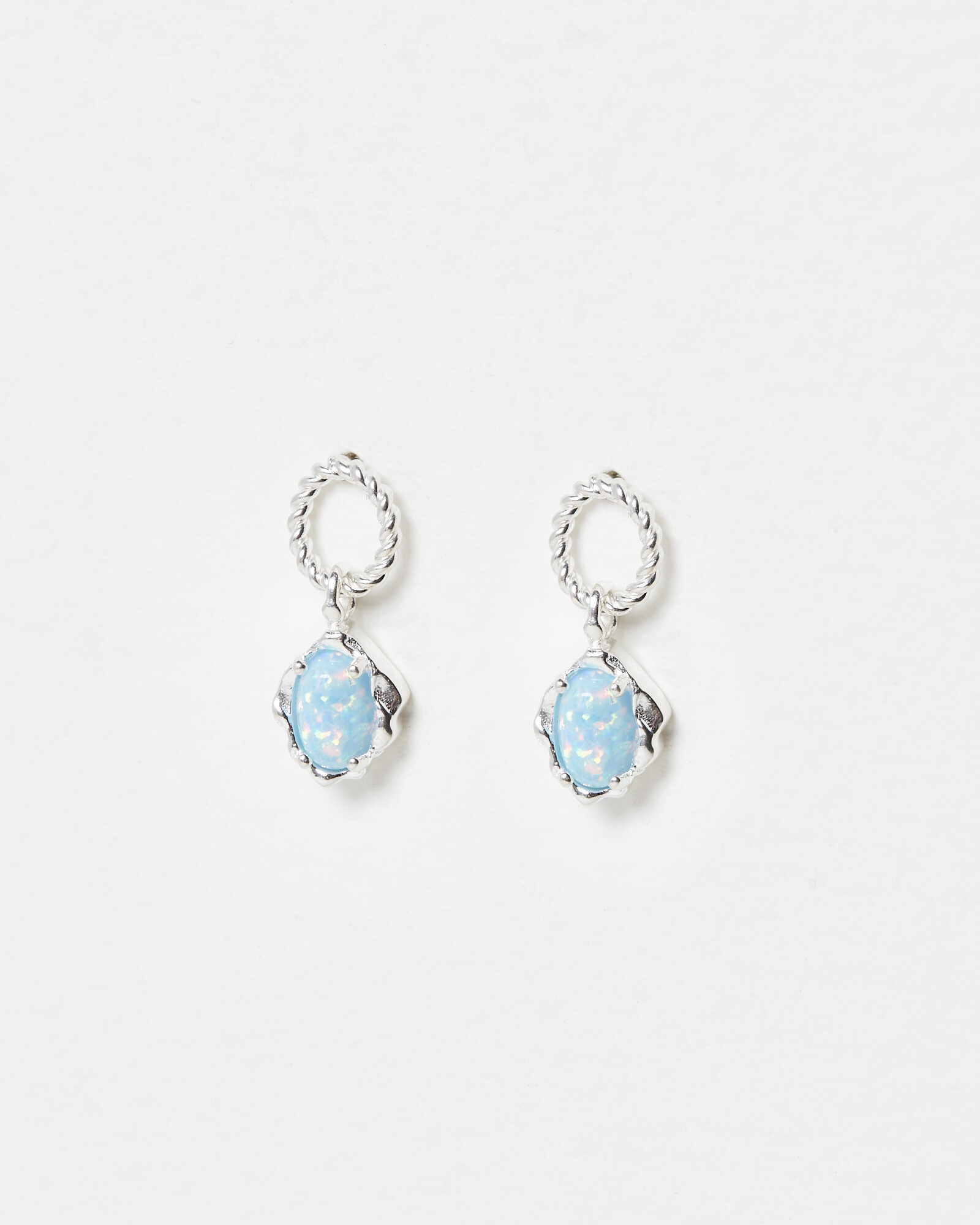 Dara Opalite Loop Silver Drop Earrings