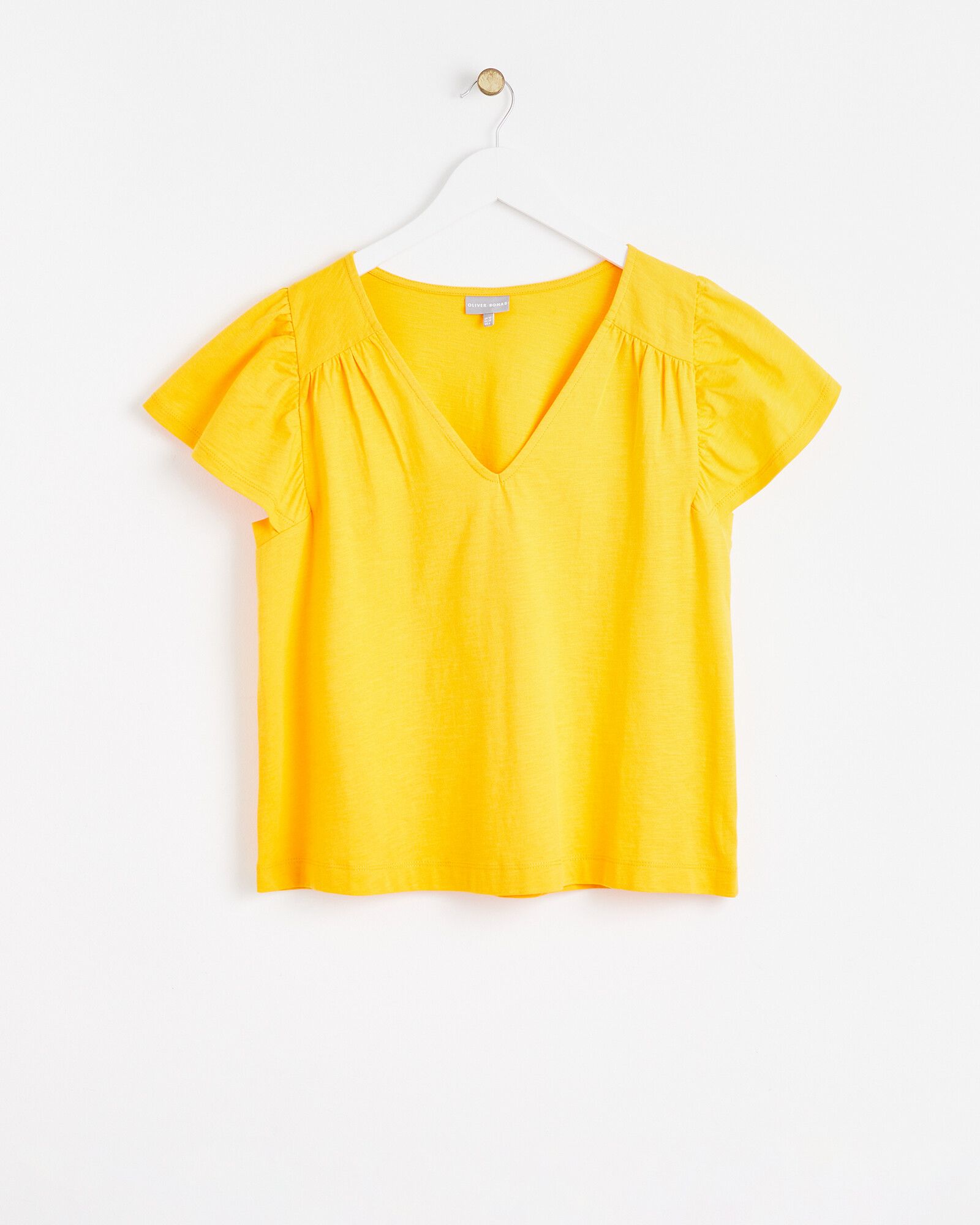 Yellow V-Neck Jersey Top | Oliver Bonas