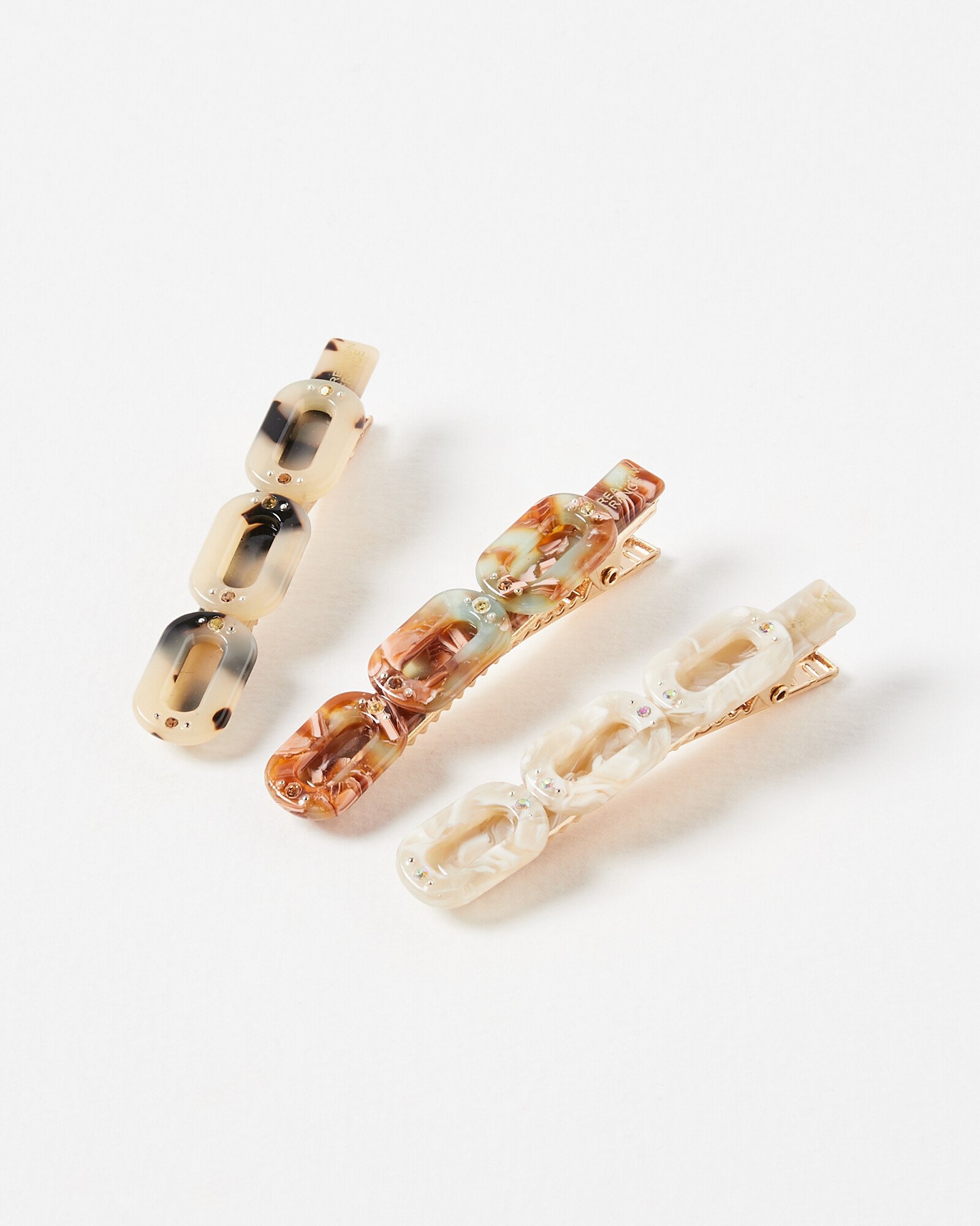 Nova Rectangular Oval Hair Clips Set of Three Oliver Bonas