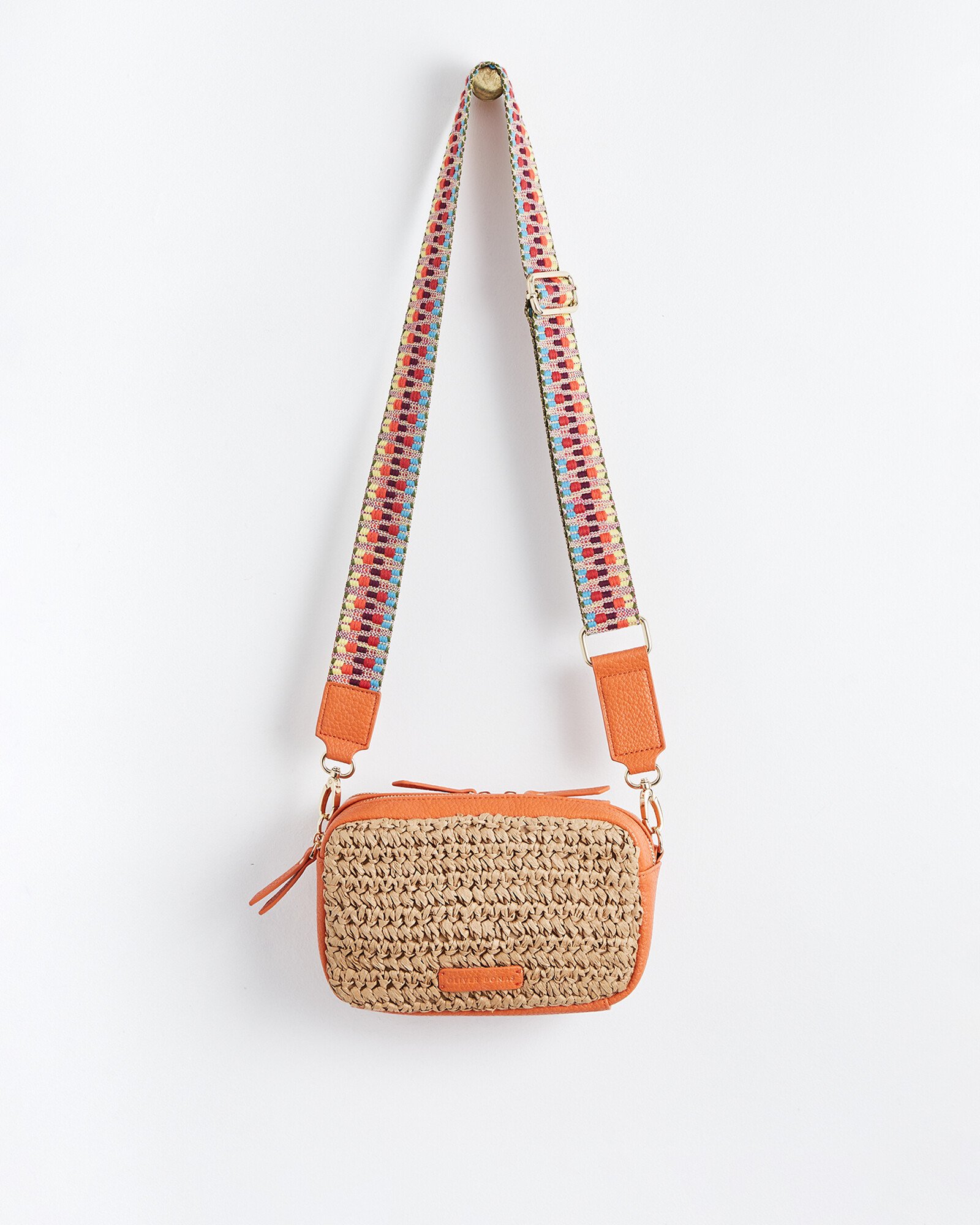 Simen Orange Woven Crossbody Camera Bag Oliver Bonas