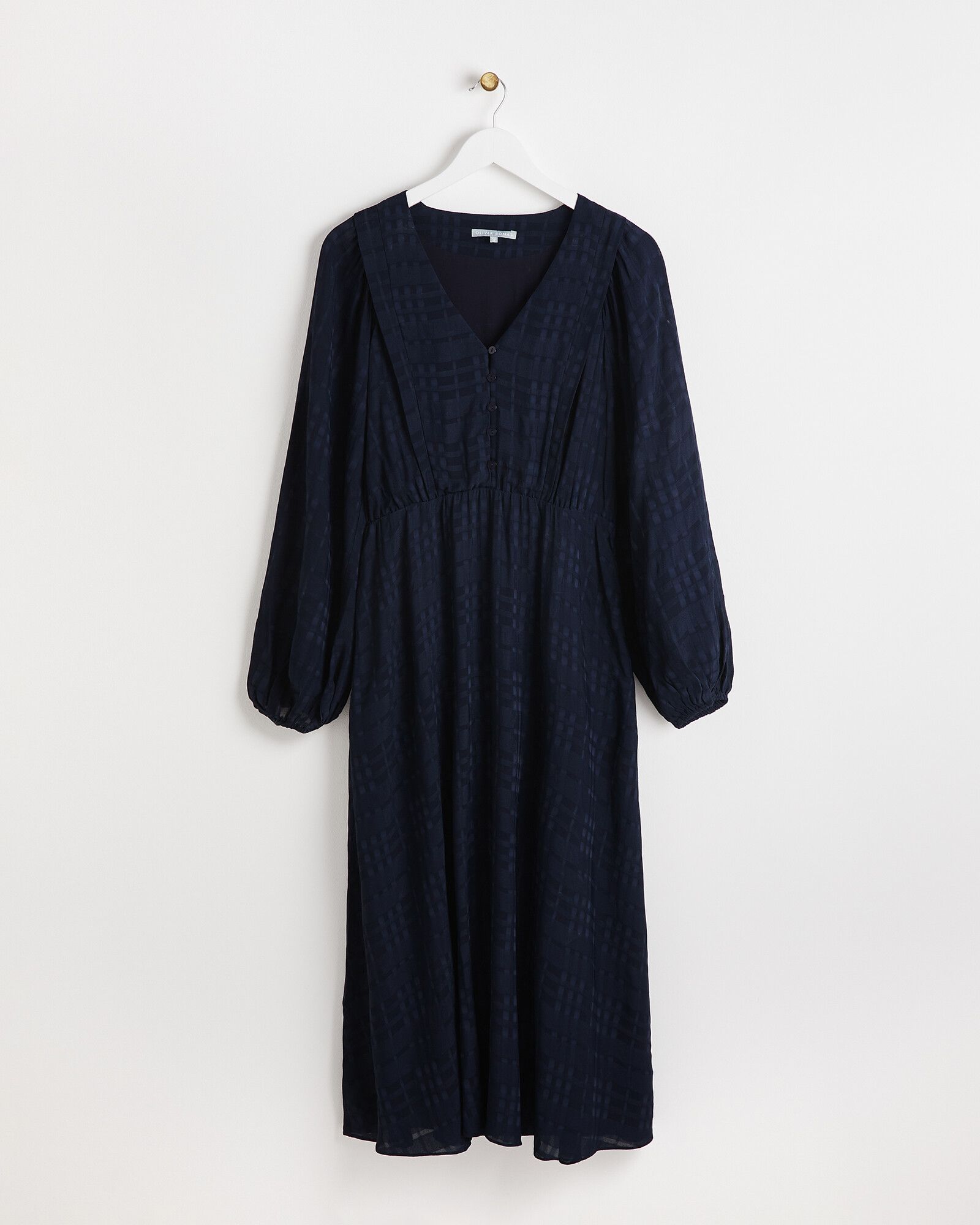 Textured Navy Blue Midi Dress | Oliver Bonas