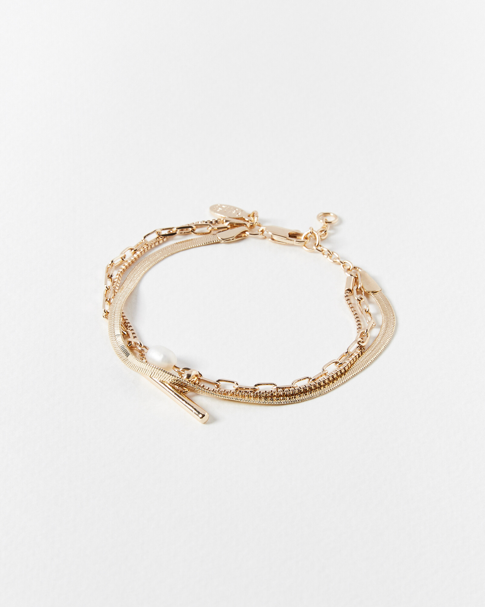 Rosalind Freshwater Pearl & Bar Layered Chain Bracelet