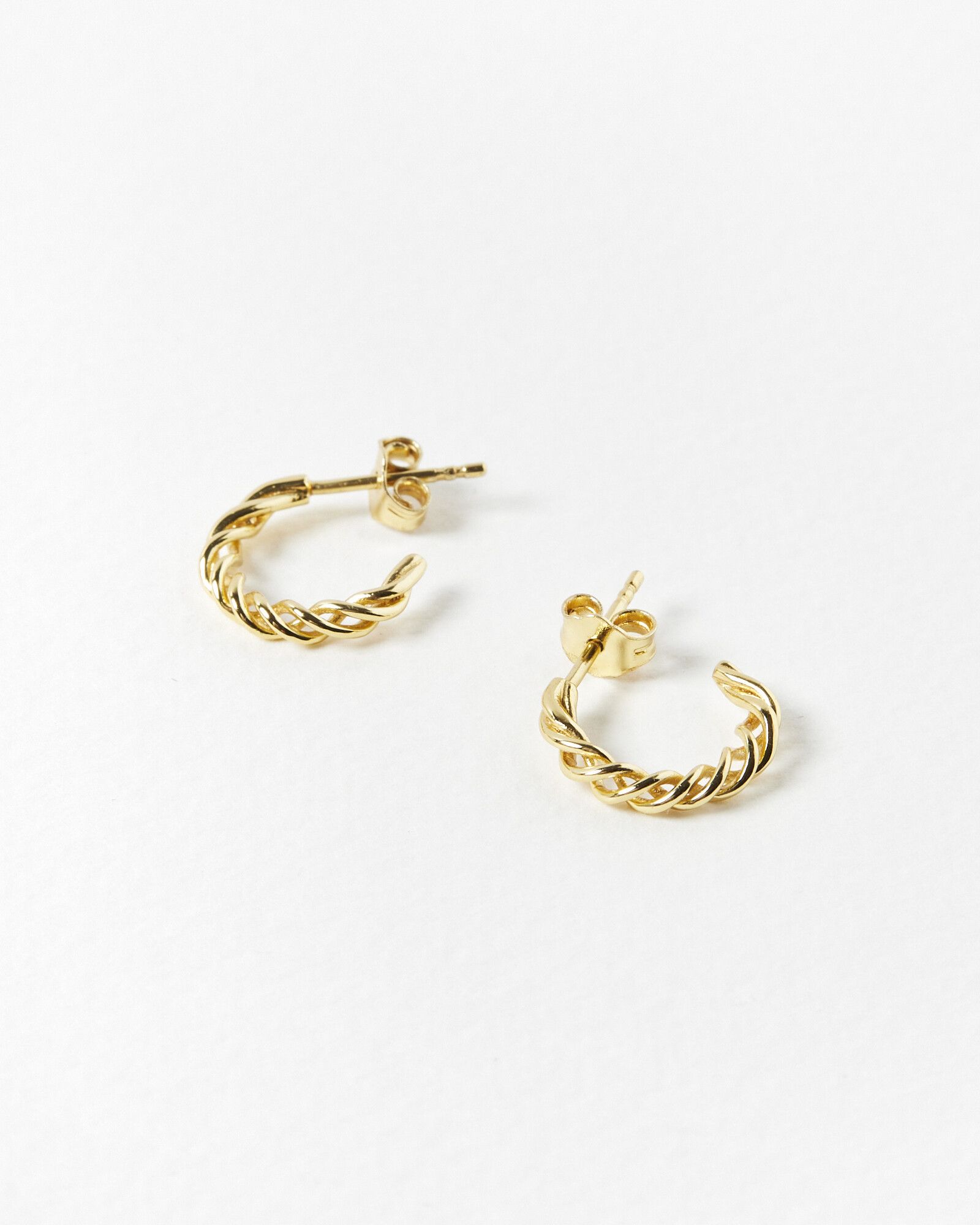 Hoku Twisted Gold Plated Hoop Earrings | Oliver Bonas
