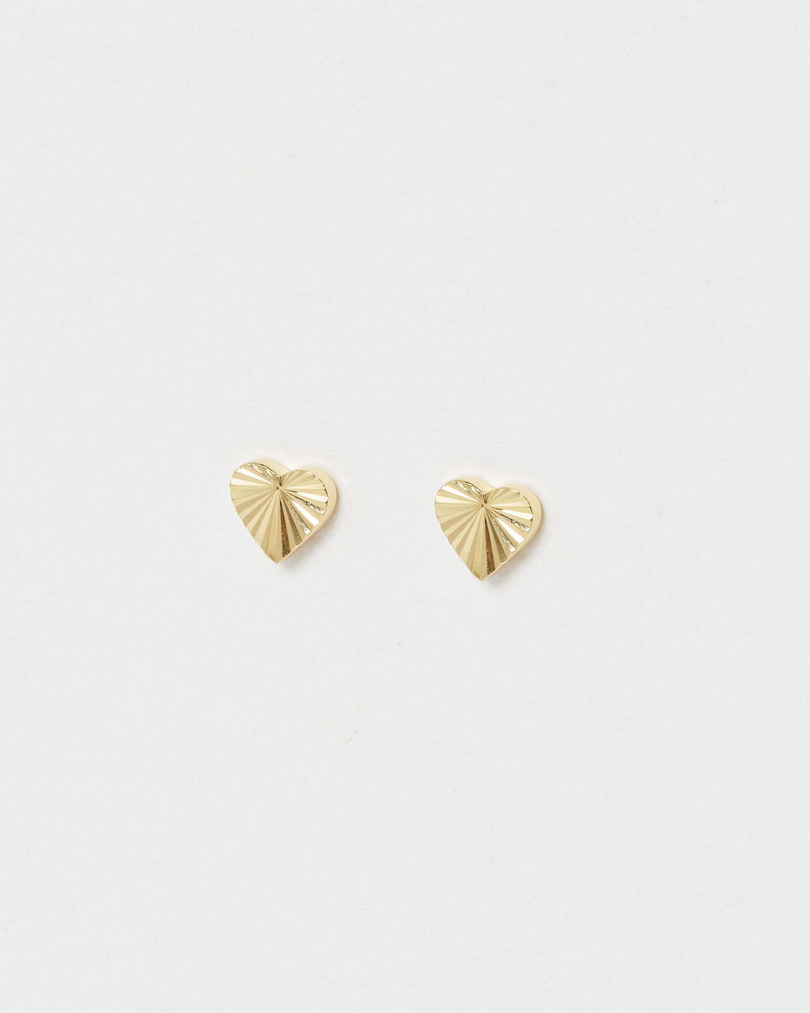 Fi Etched Heart Gold Plated Stud Earrings | Oliver Bonas