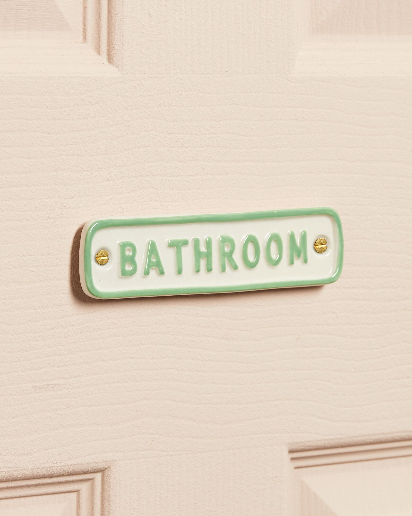 Green Ceramic Bathroom Sign | Oliver Bonas