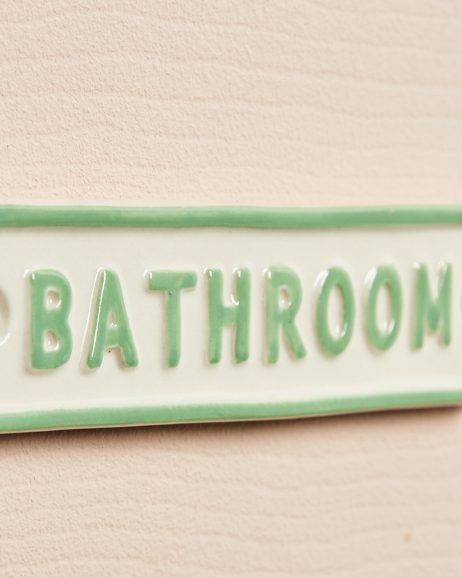 Green Ceramic Bathroom Sign | Oliver Bonas