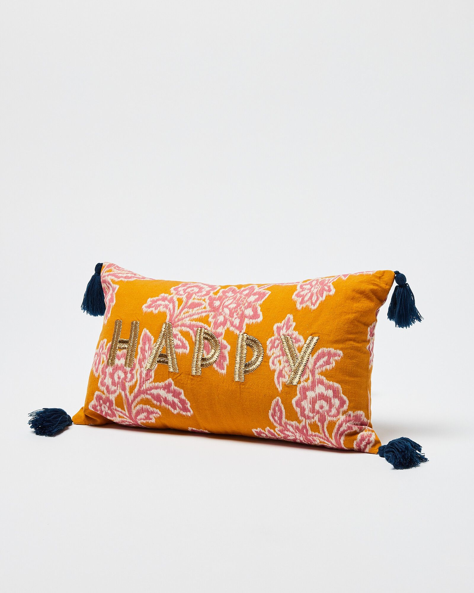 Happy Yellow Embroidered Cushion Cover | Oliver Bonas IE