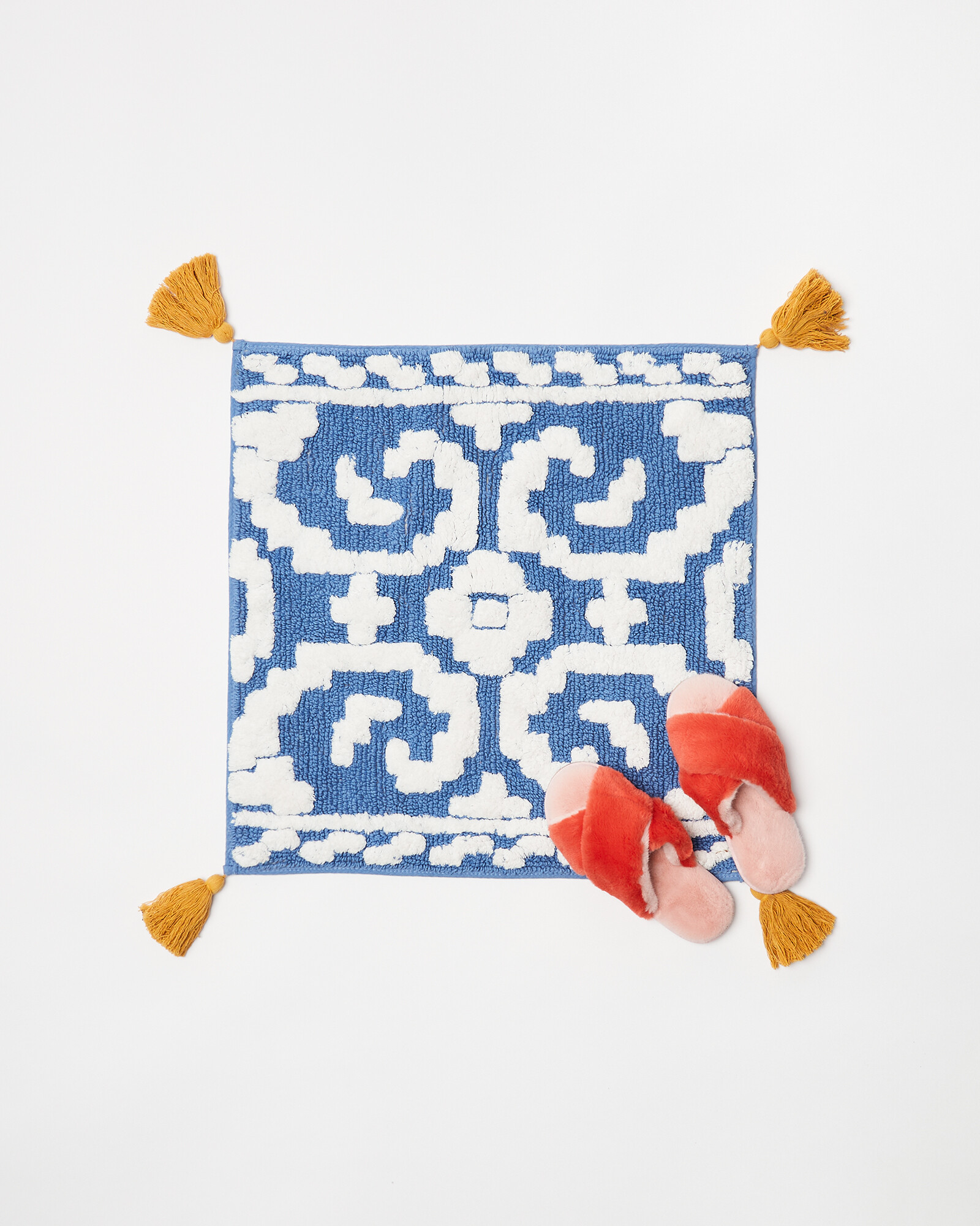 Ikat Blue Square Bath Mat Small Oliver Bonas