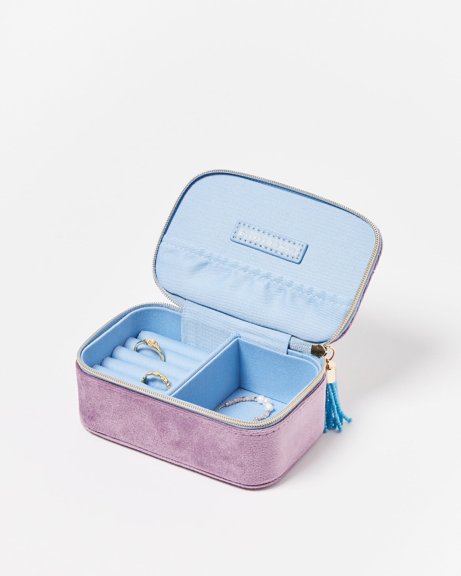 Abi Purple Embroidered Jewellery Box | Oliver Bonas