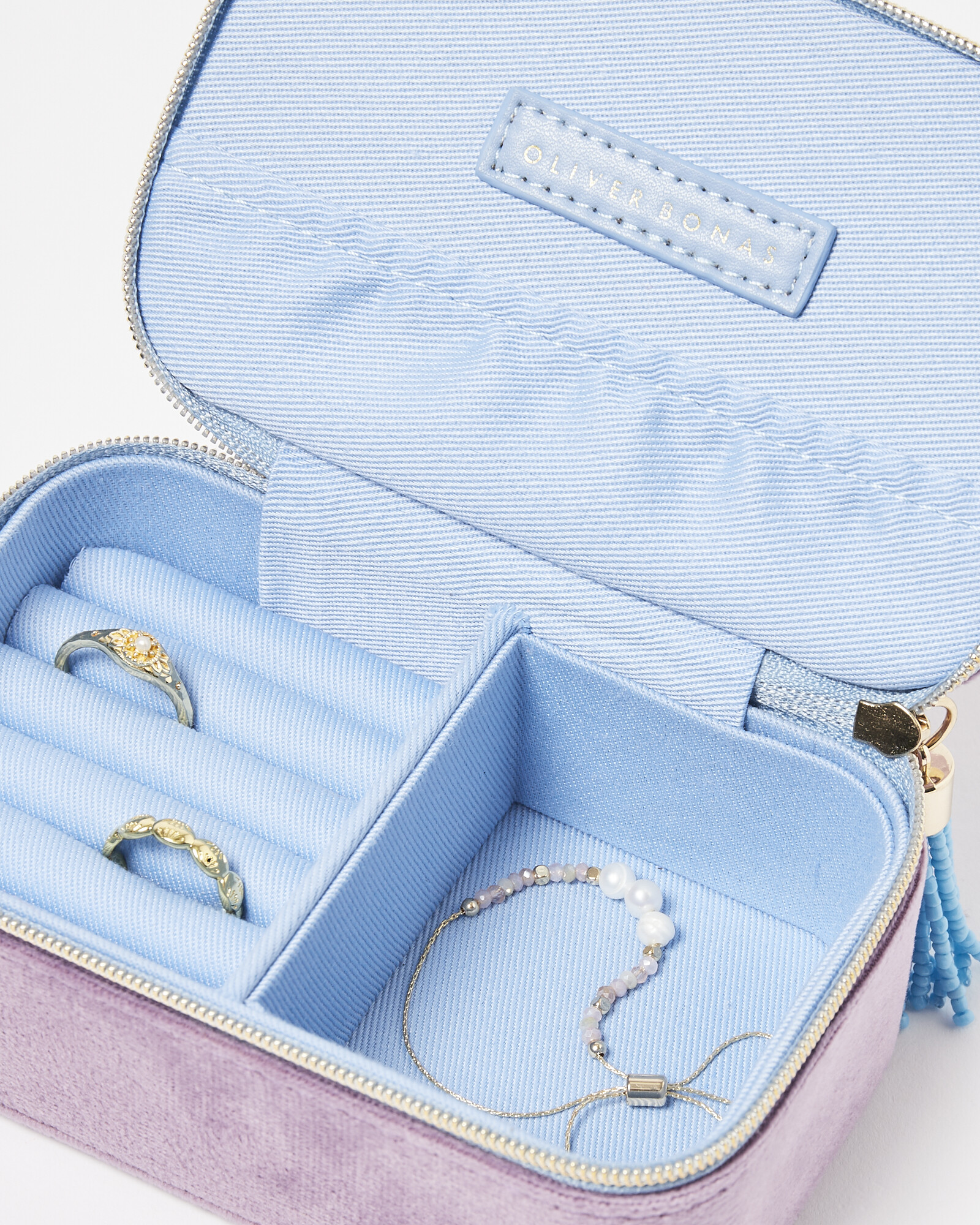 Abi Purple Embroidered Jewellery Box | Oliver Bonas
