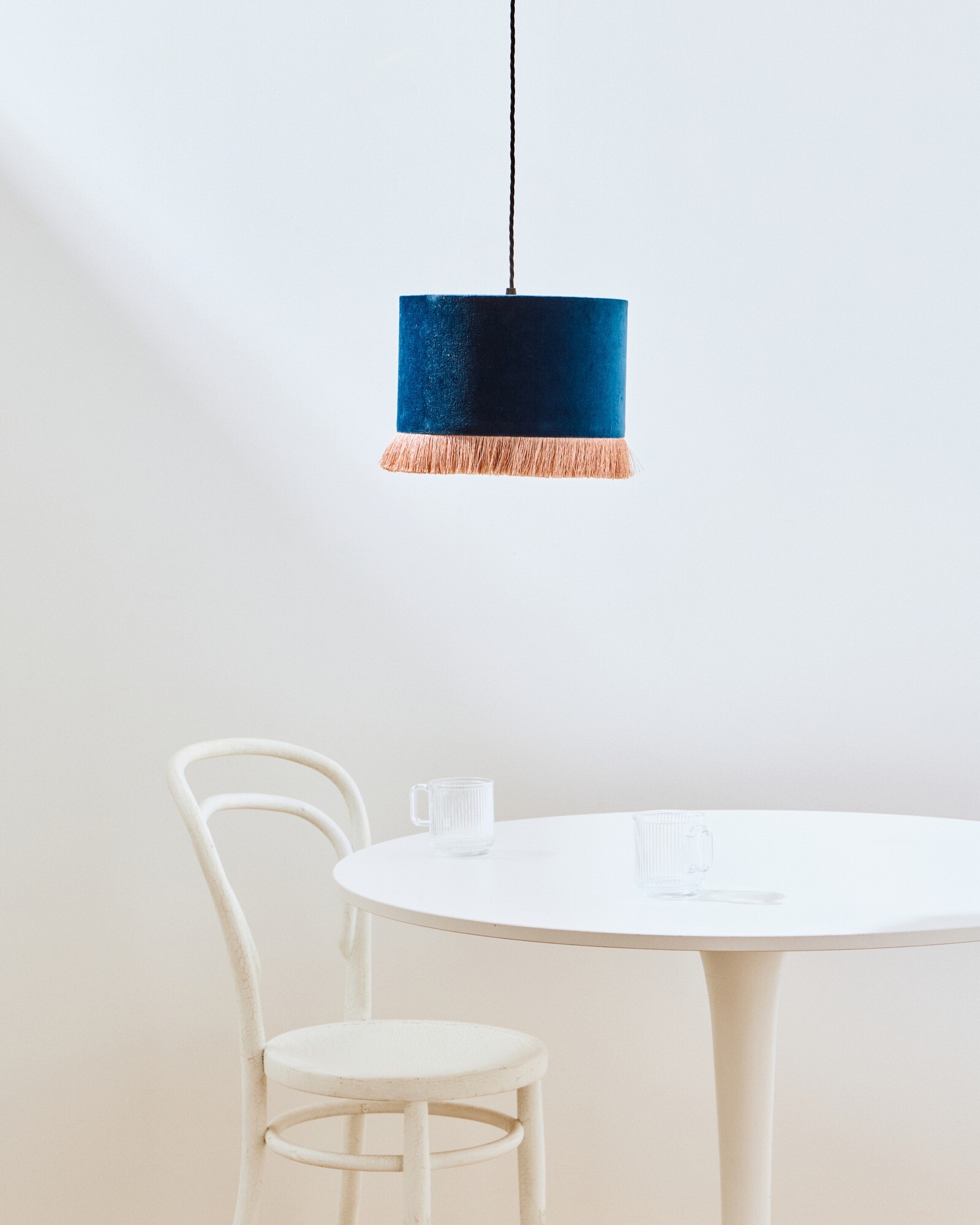 Ero Blue Velvet & Tassel Drum Lamp Shade