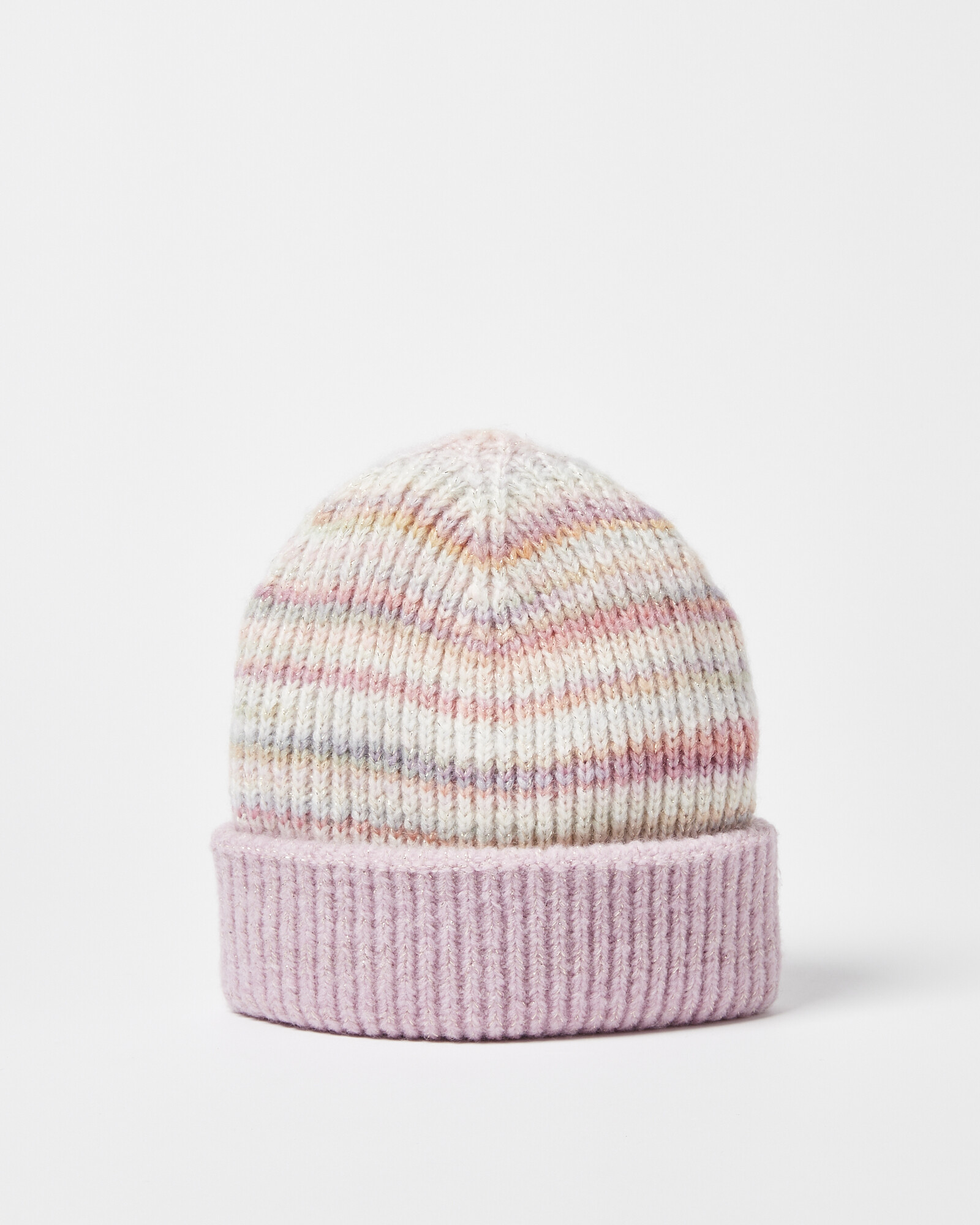 Space Dye Pastel Pink Sparkle Knitted Beanie Hat | Oliver Bonas