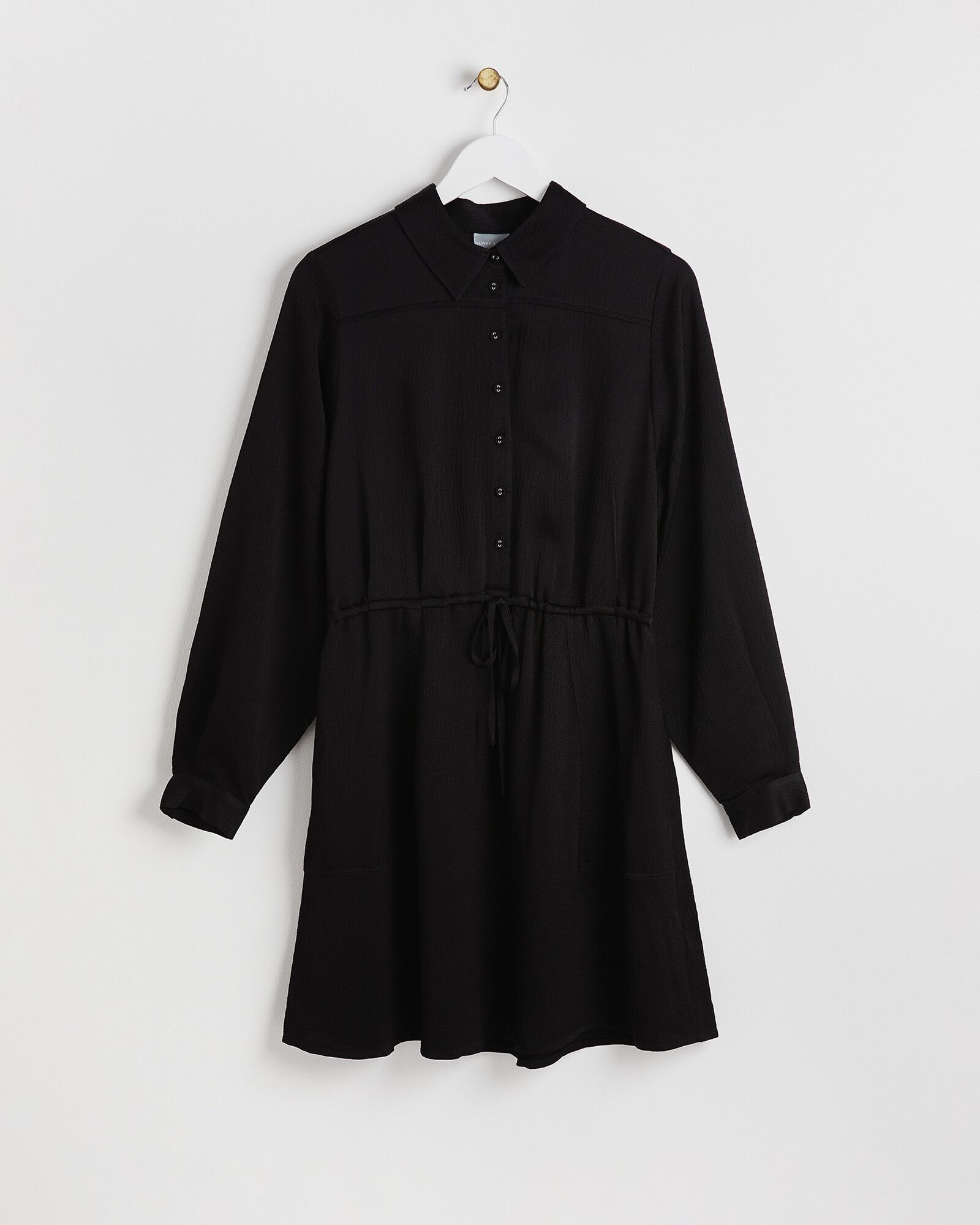 Satin Tie Waist Black Mini Dress | Oliver Bonas