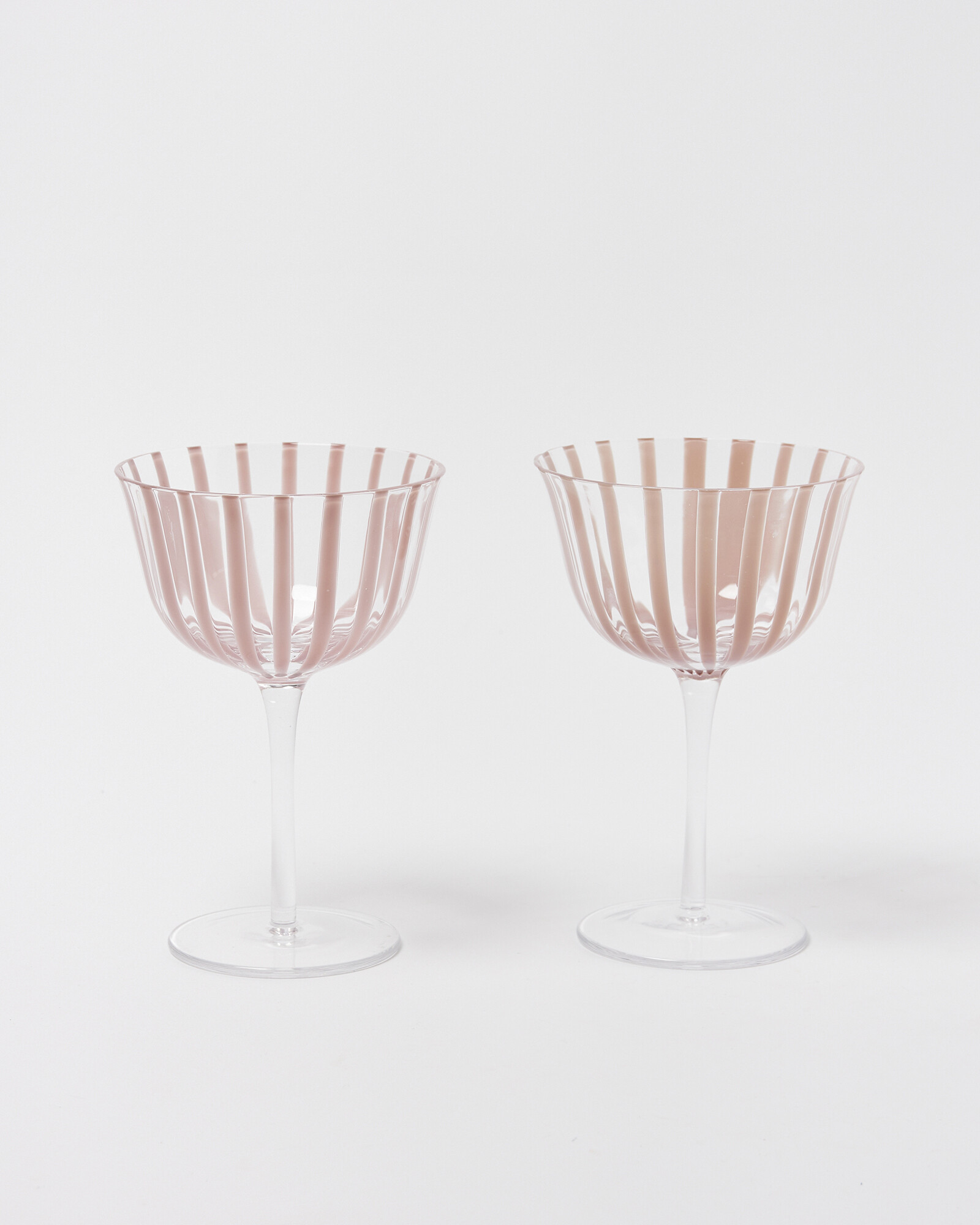 Vita Pink Glass Champagne Saucers Set of Two